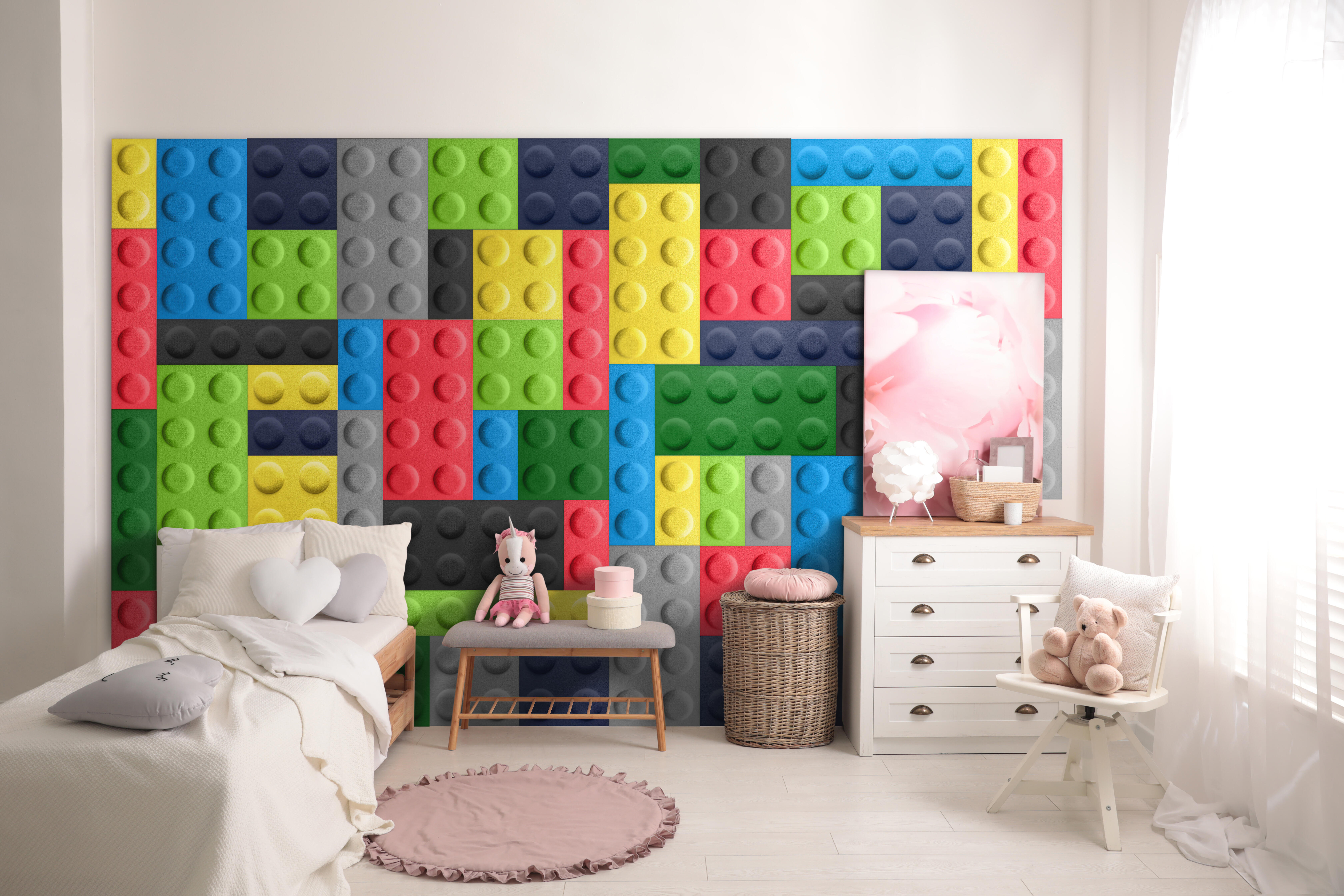 Panele ścienne 3D filcowe Klocek różowy 60x30 cm - 3