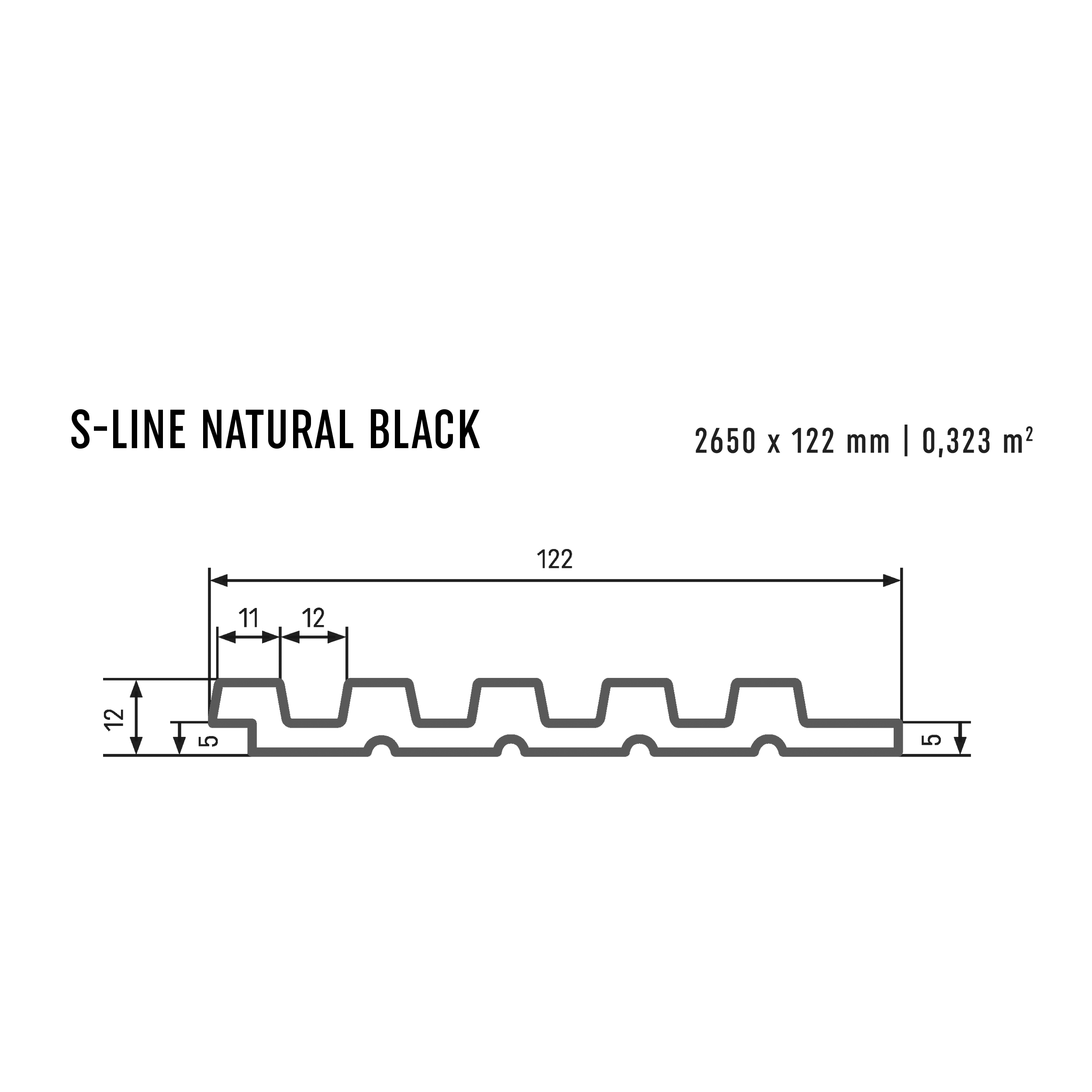 Panele ścienne 3D Lamel PCV Linerio S-Line Natural Black 5 lameli VOX - 5