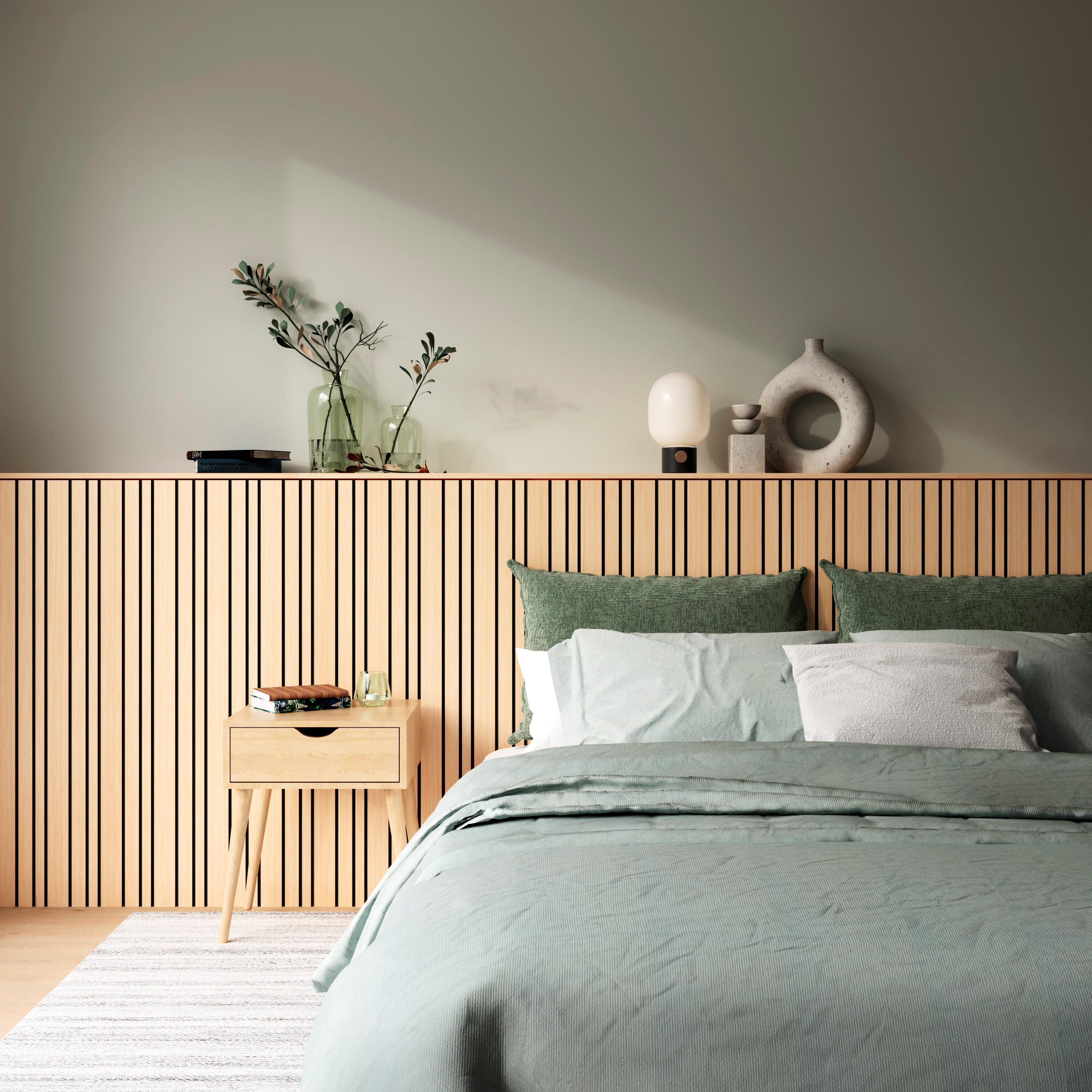 Revestimiento de pared palillería efecto 3D MDF Desi color roble/negro 119x59 cm - 2