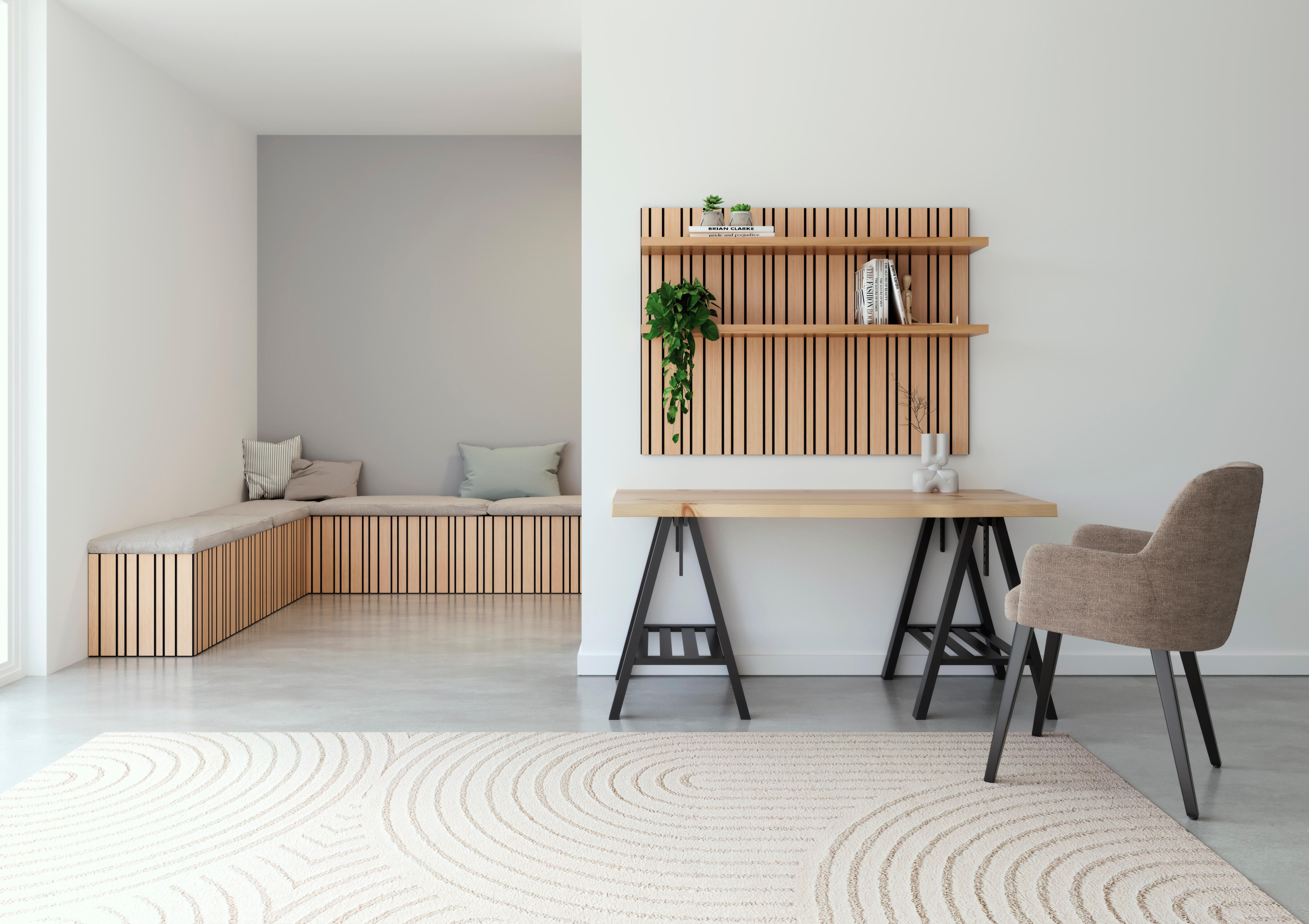 Revestimiento de pared palillería efecto 3d mdf desi color roble/negro 119x59 cm