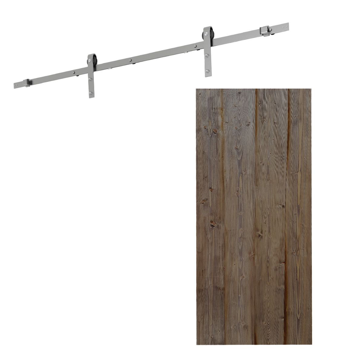 Porta scorrevole reversibile Horse Ebano in legno marrone, L 96 x H 215 cm, con binario Country satinato - 2