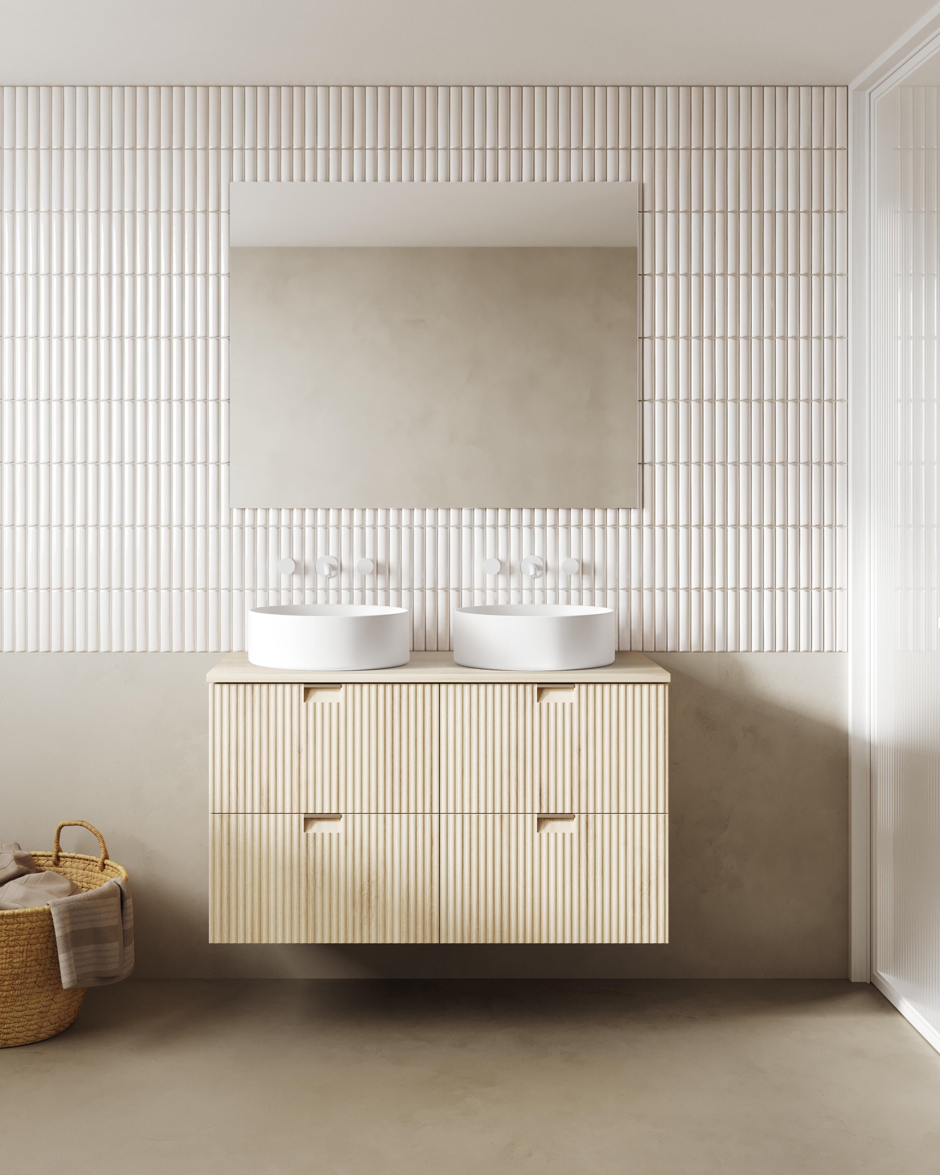 Mueble de baño con lavabo lignes beige 120x45.4 cm