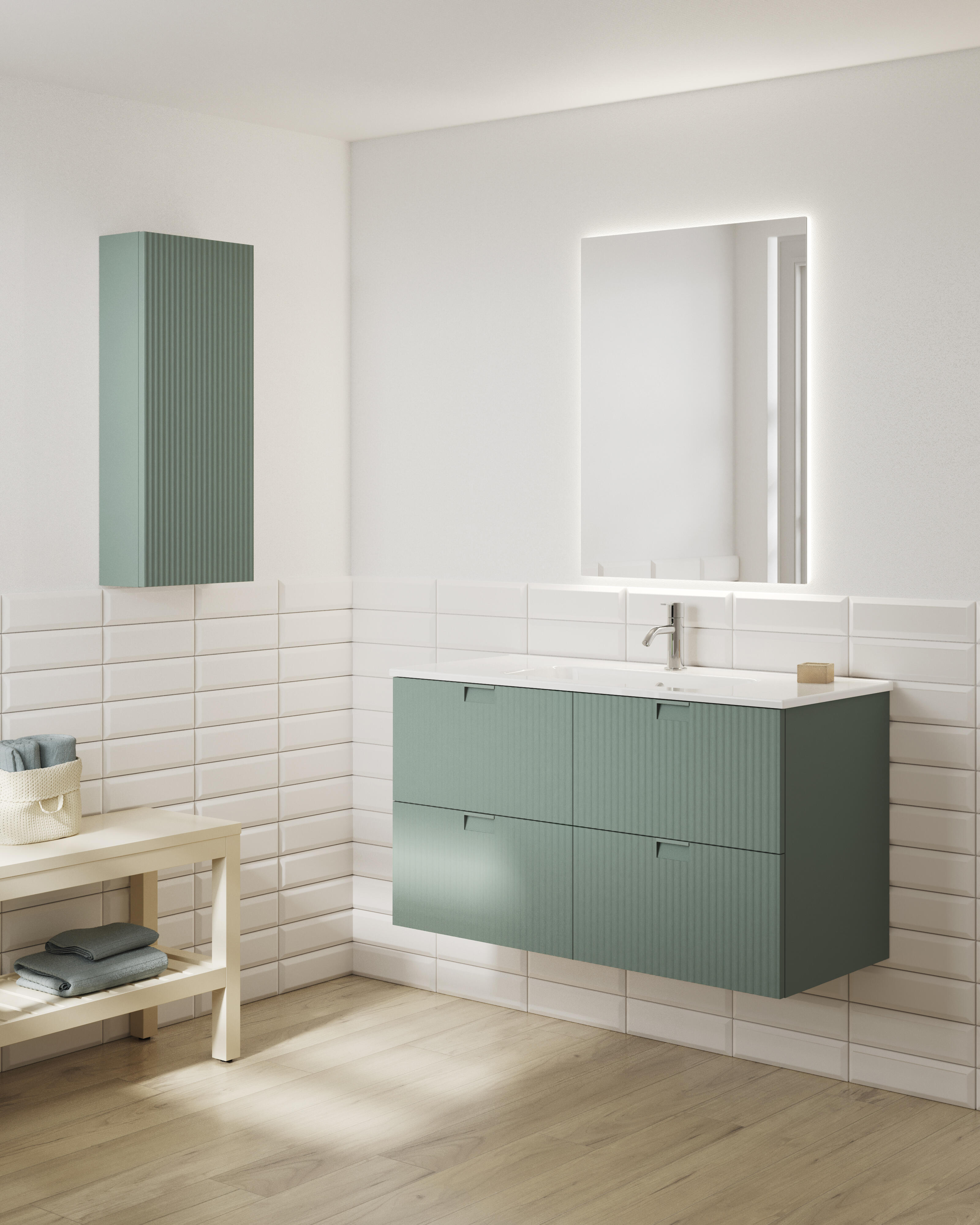 Mueble de baño con lavabo lignes verde 120x45.4 cm