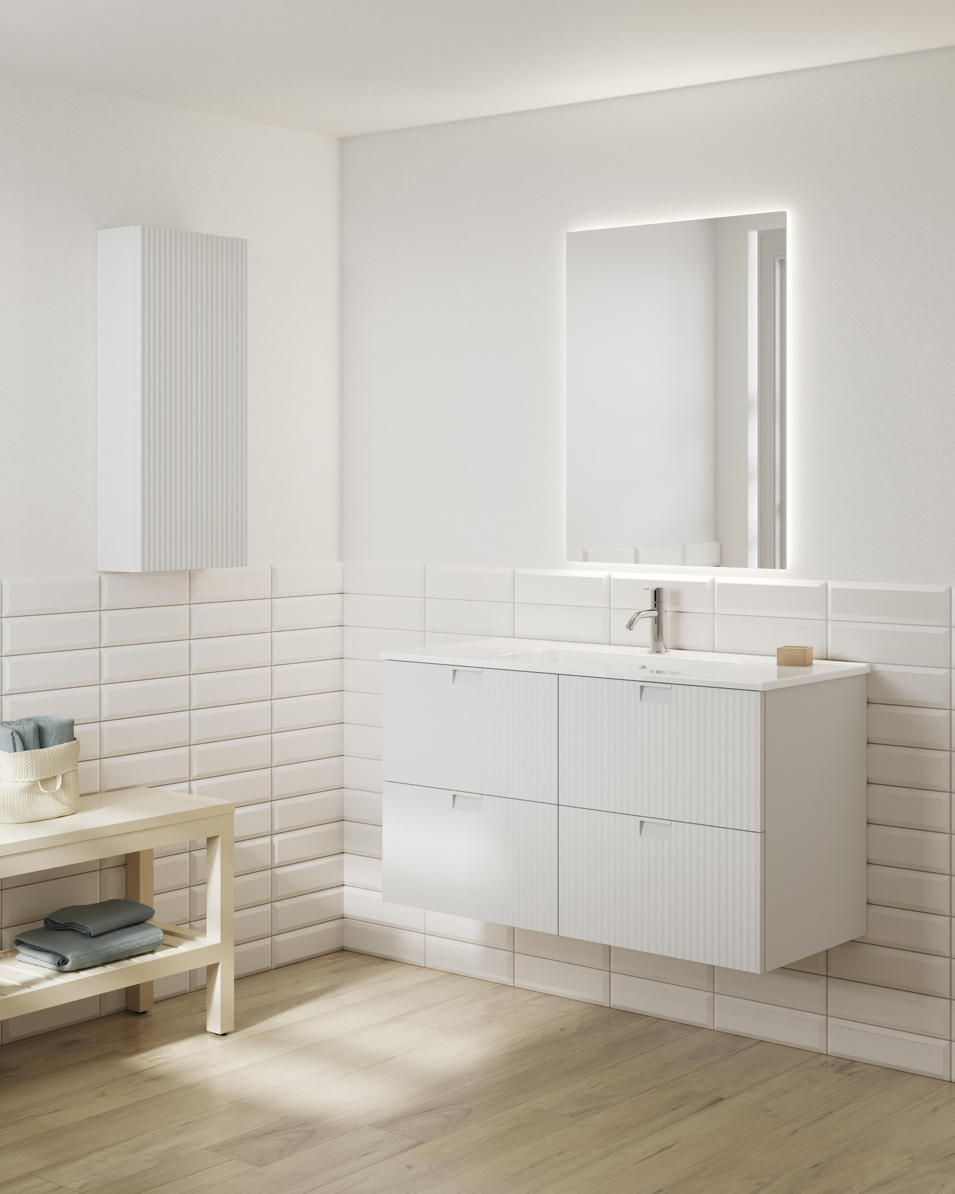 Mueble de baño con lavabo lignes blanco 120x45.4 cm