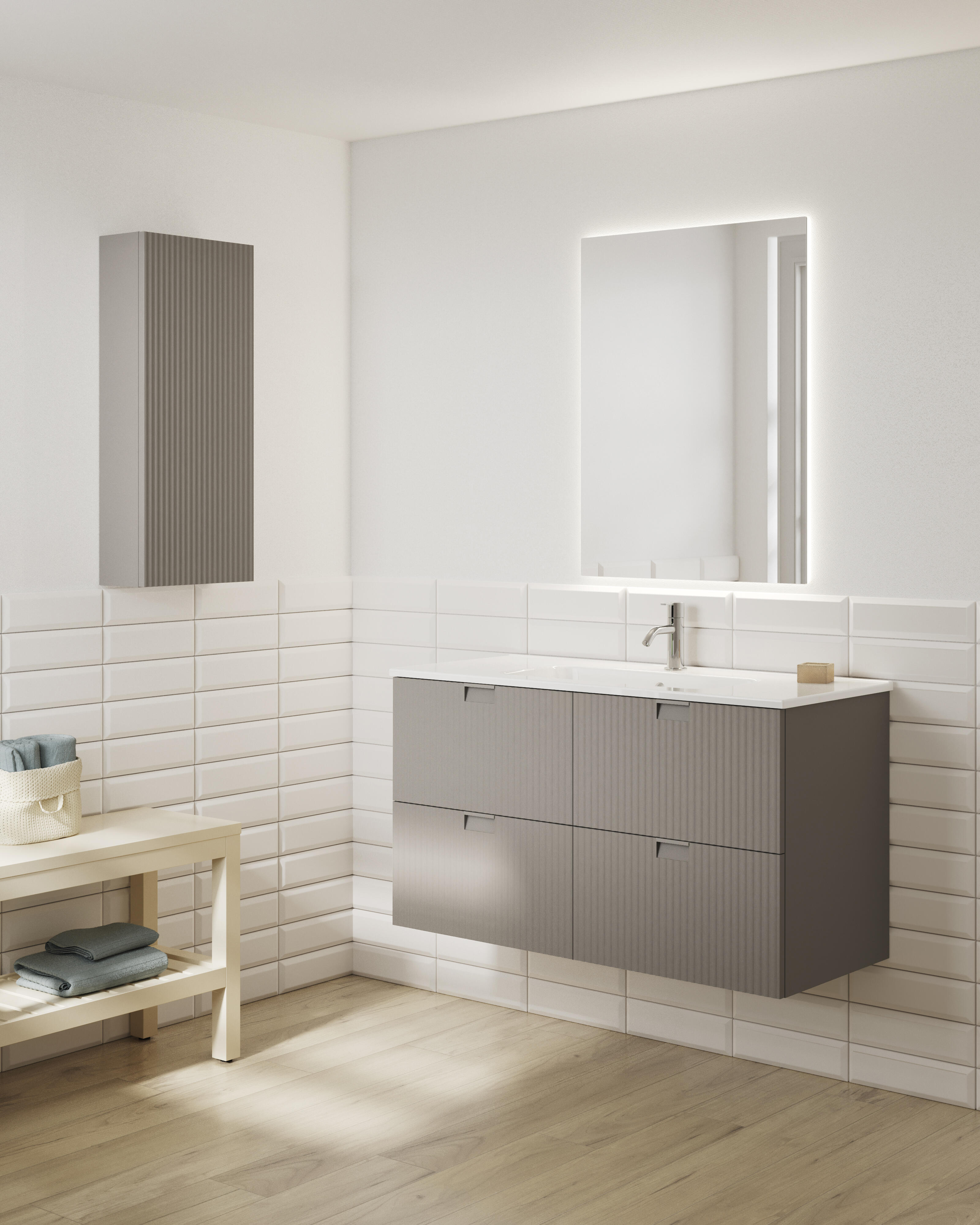 Mueble de baño con lavabo lignes arena 120x45.4 cm