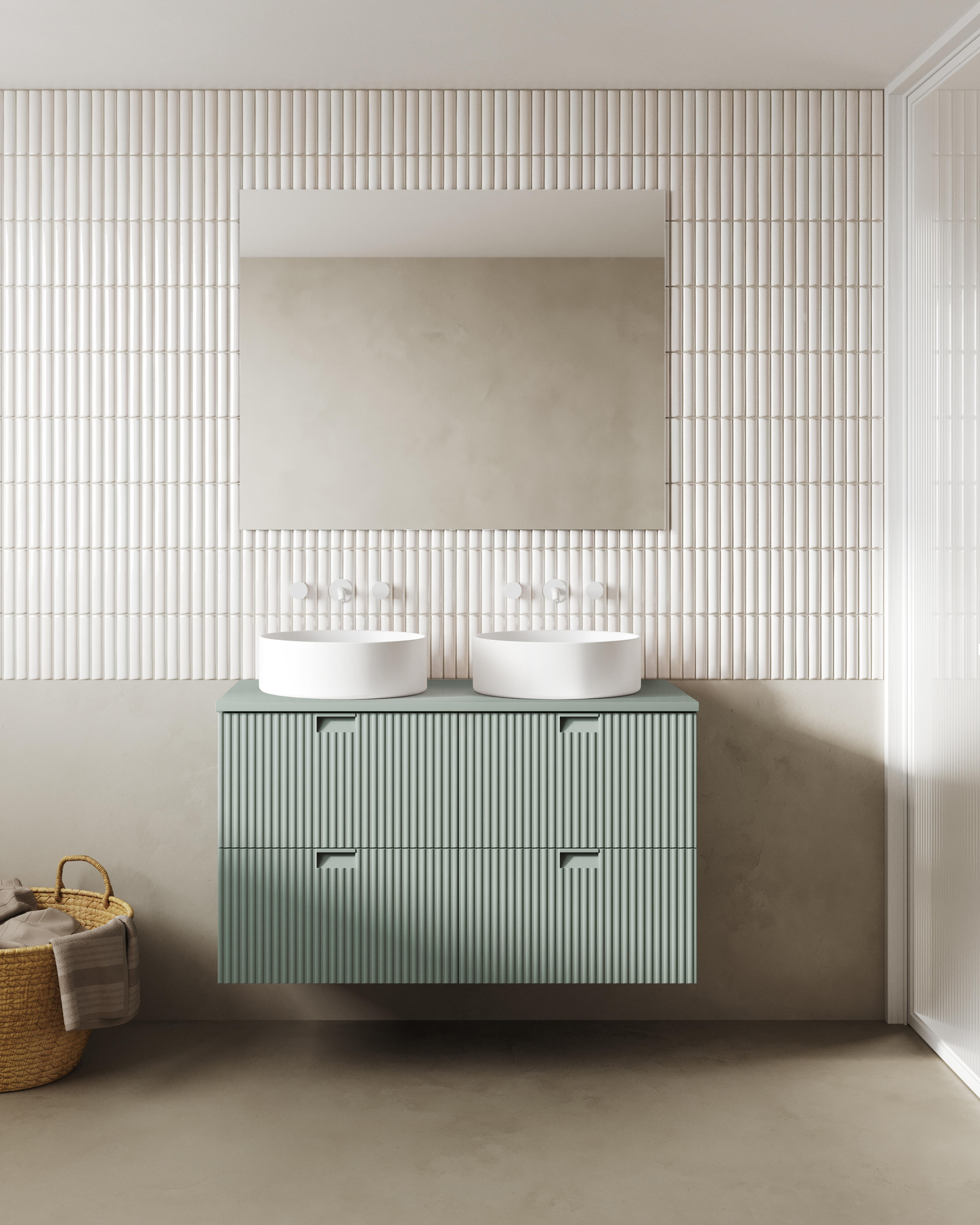 Mueble de baño con lavabo lignes verde 120x45.4 cm