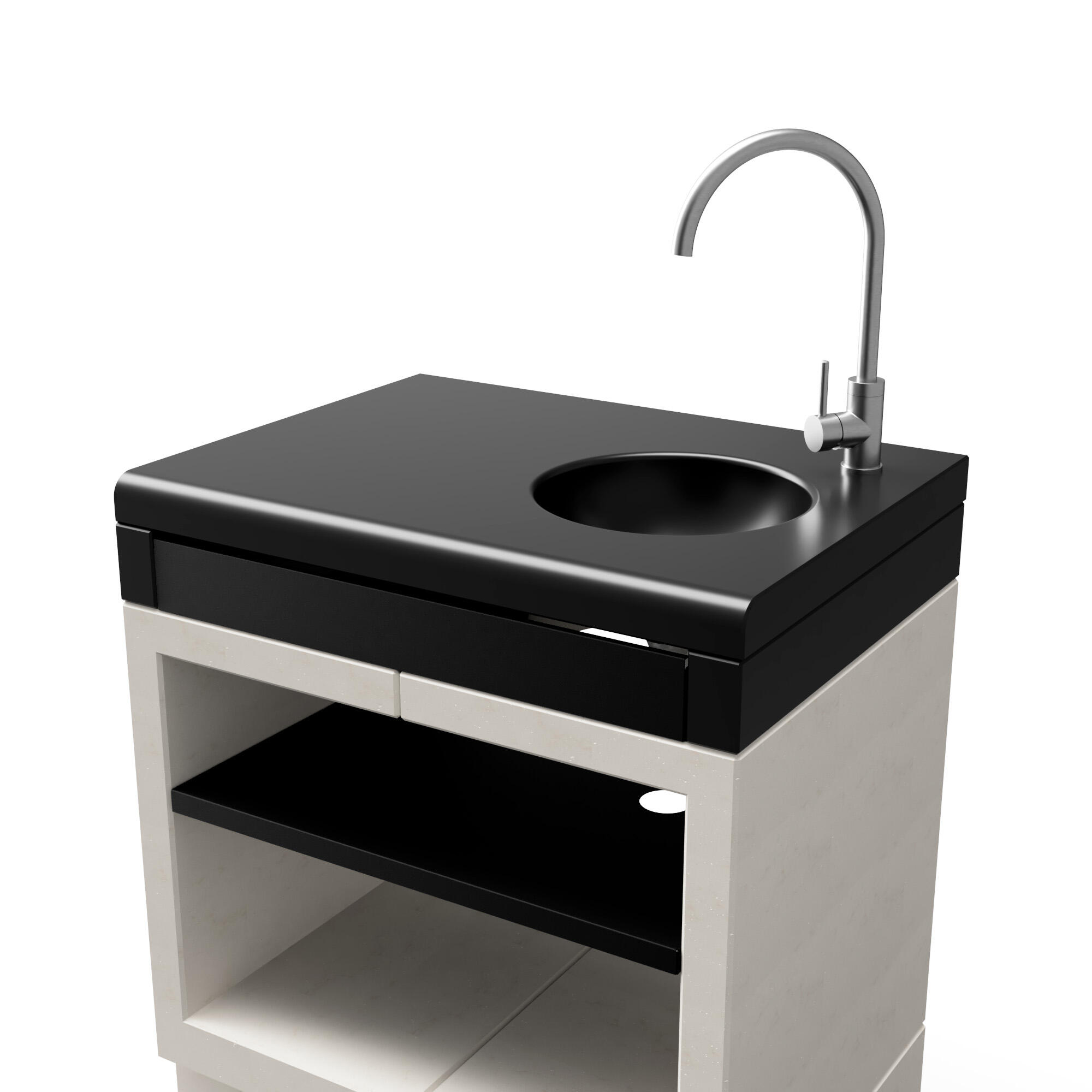 Bancada moderna 81x63x84 cm branco/preto com cuba Tuozi - 4