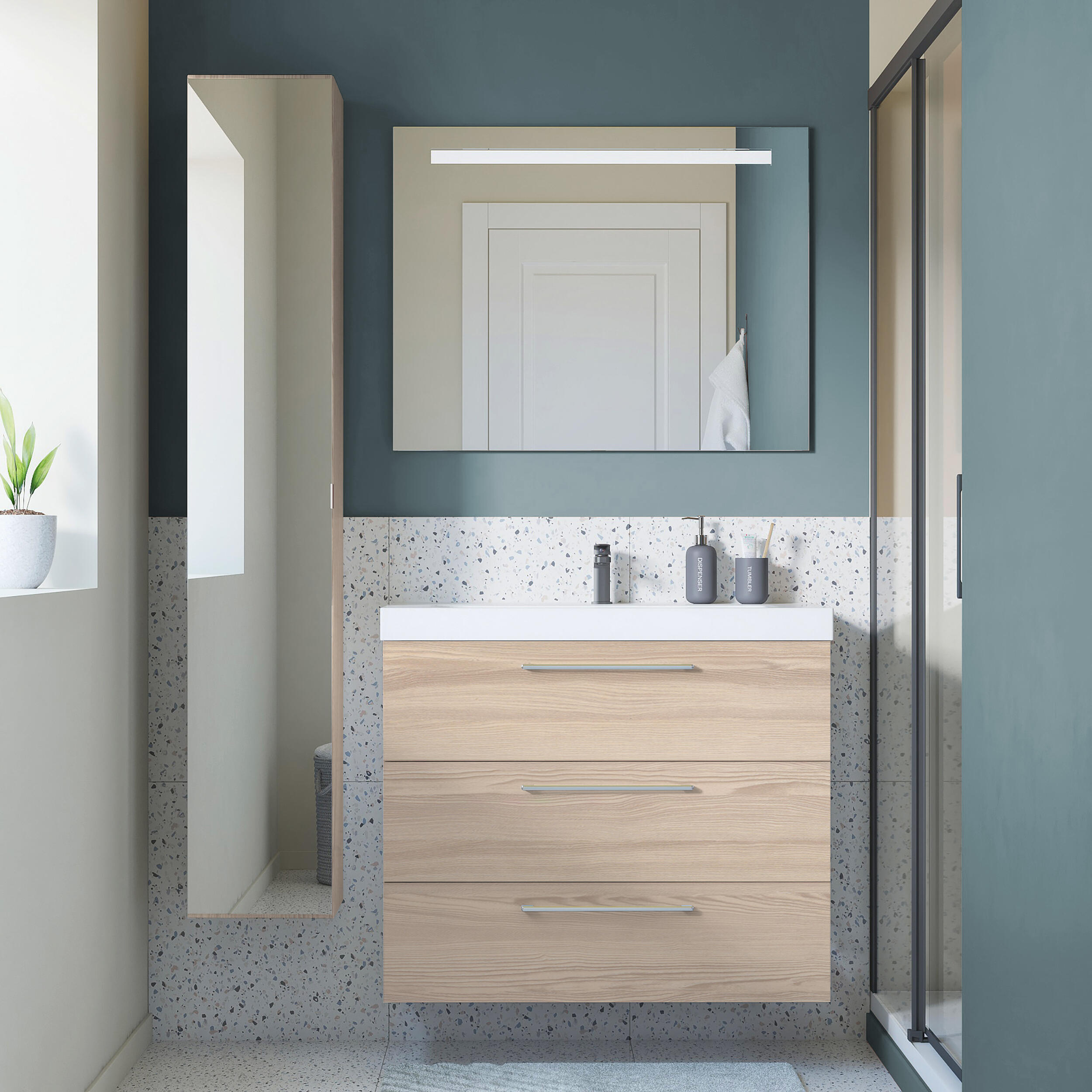 Mueble de baño con lavabo remix roble claro 90x46 cm