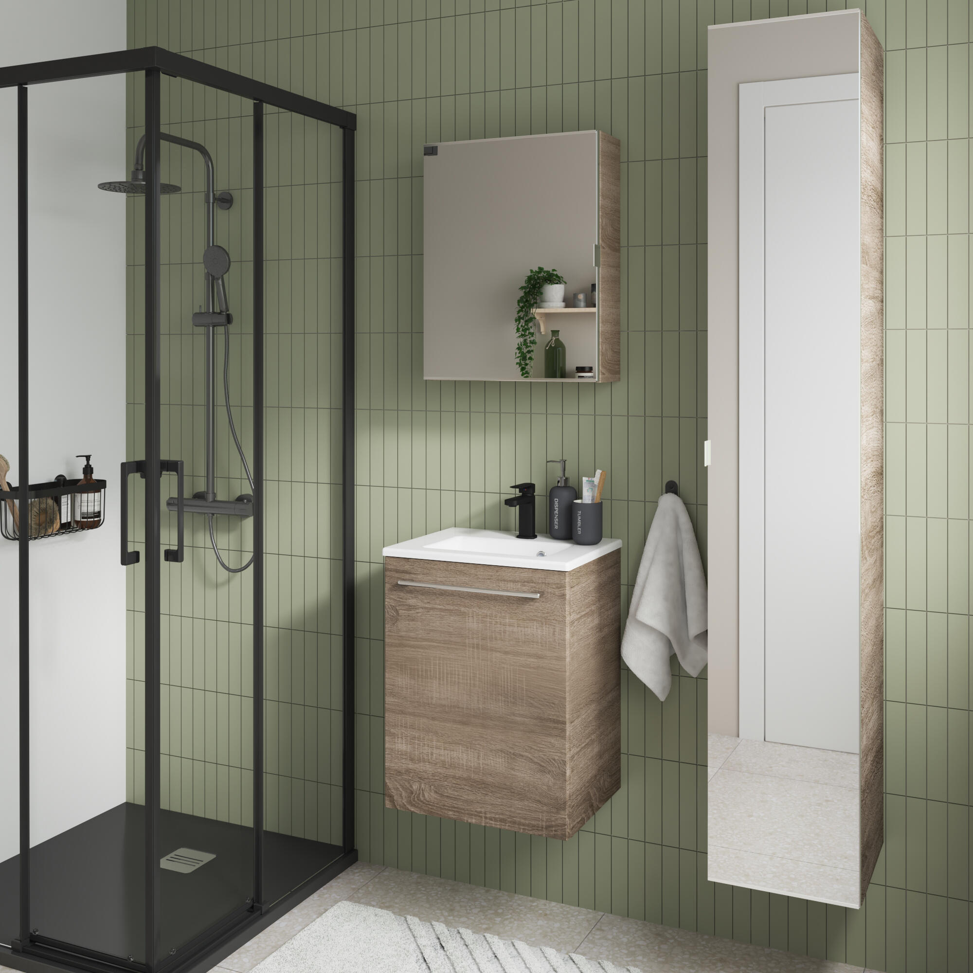 Mueble de baño con lavabo remix roble oscuro 45x33 cm