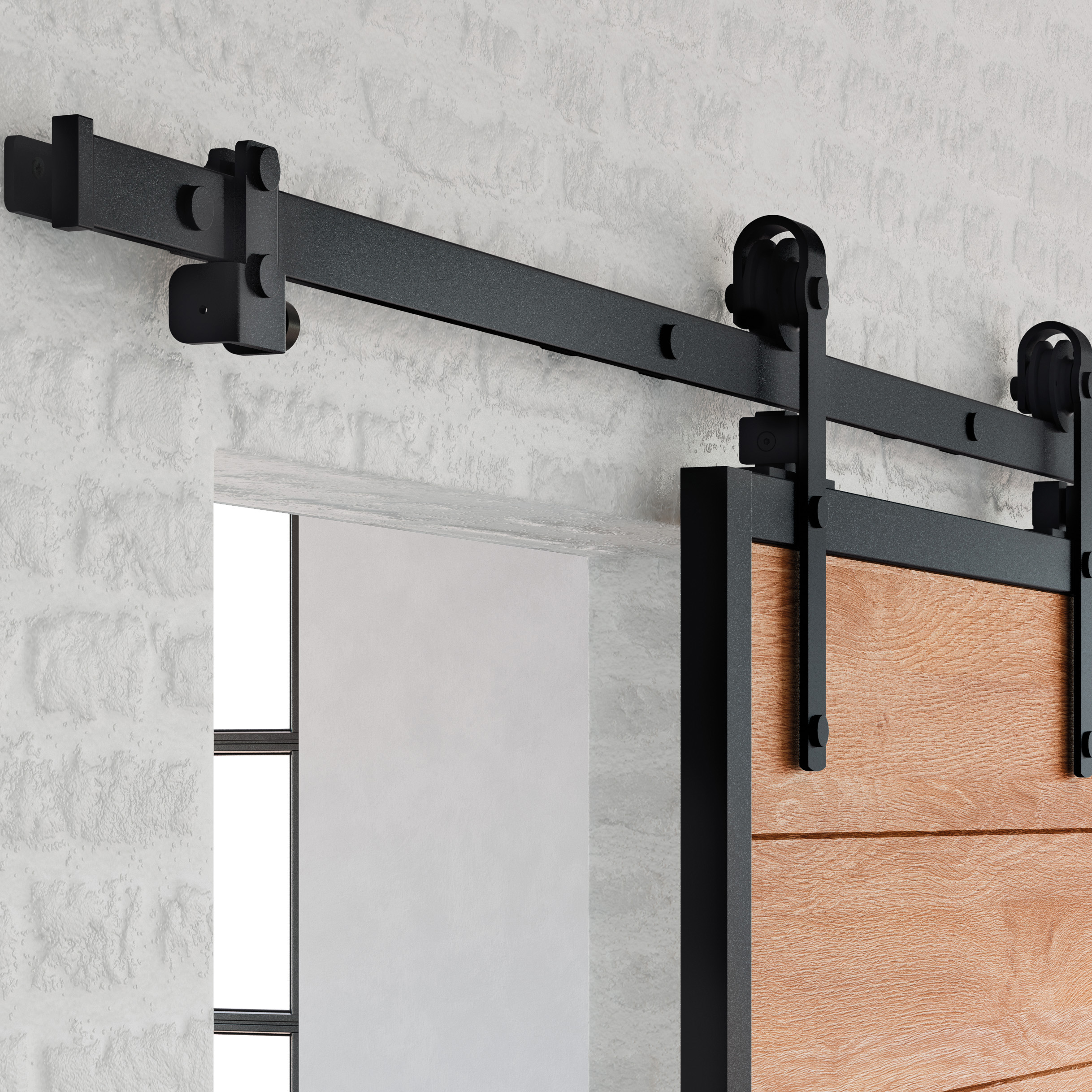 Porta scorrevole reversibile Horse Ebano in legno marrone, L 96 x H 215 cm, con binario Factory - 6