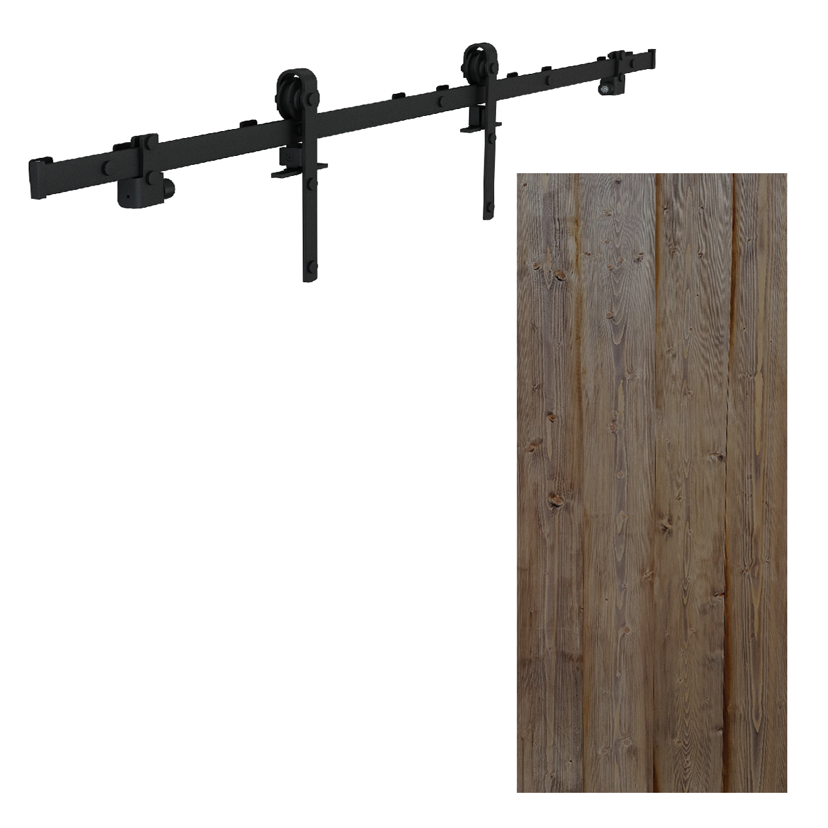 Porta scorrevole reversibile Horse Ebano in legno marrone, L 96 x H 215 cm, con binario Factory - 2
