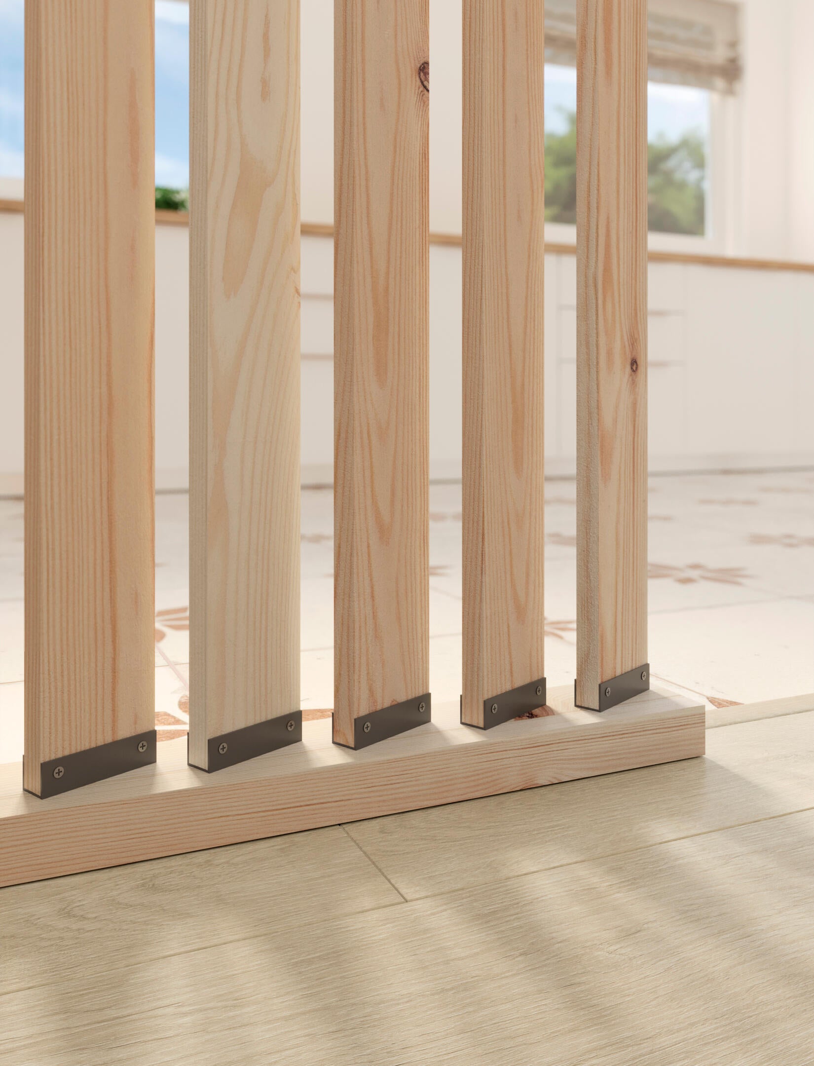 Separador de ambiente recortable madera de pino lamas giratorias medida 50x254cm - 8