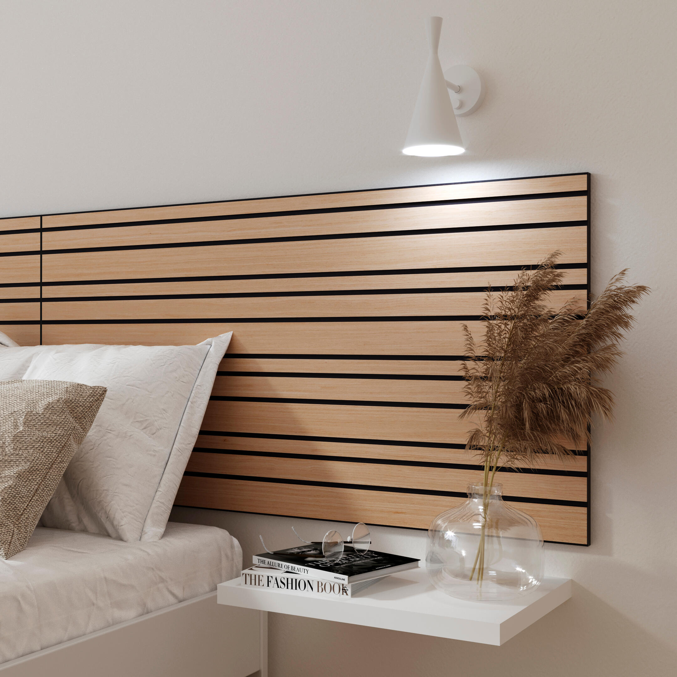 Revestimiento de pared palillería efecto 3D MDF Desi color roble/negro 119x59 cm - 3