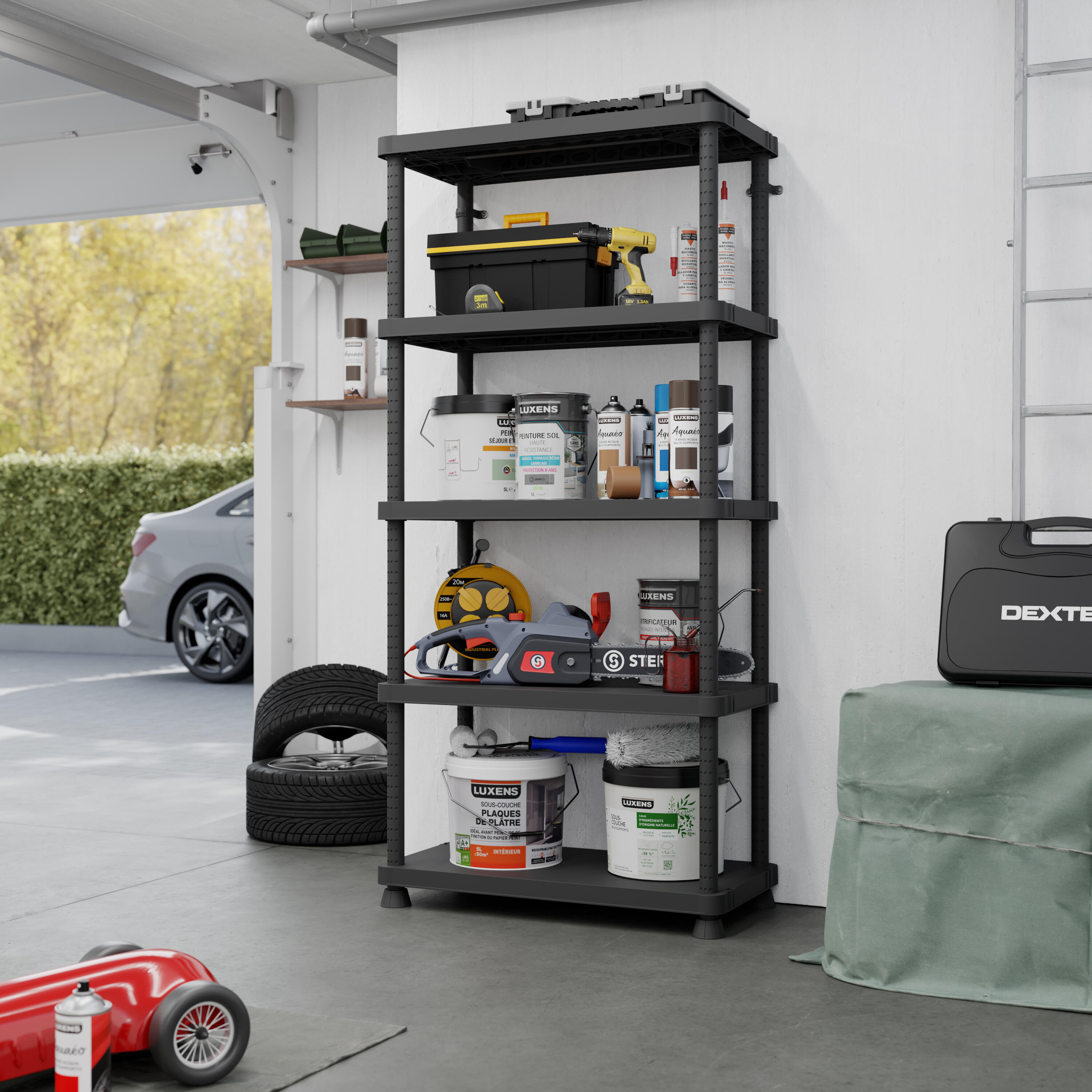 Estante em PVC preto 5 prateleiras 187x90x45 cm 350 kg Spaceo Cool - 5