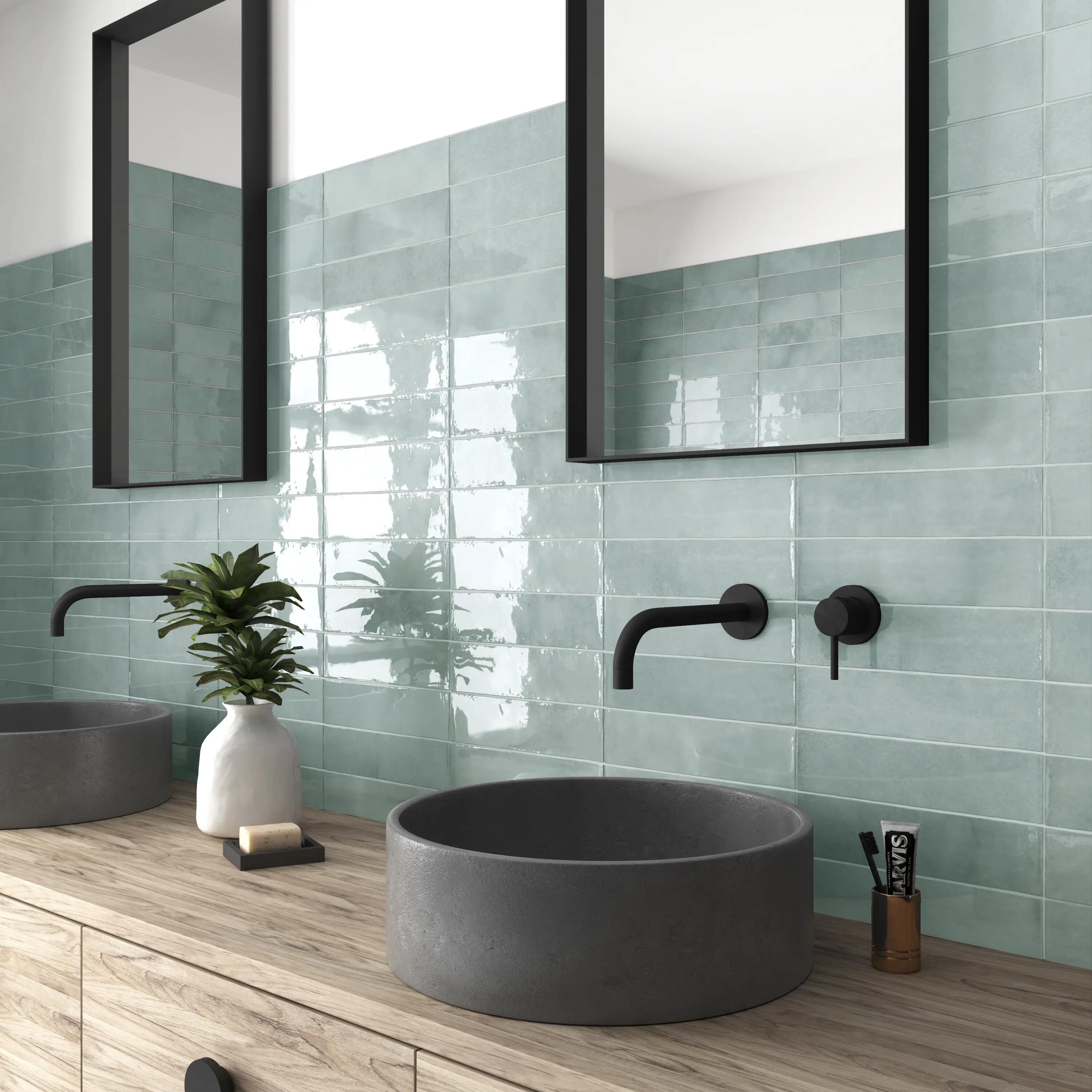 Carrelage mur intérieur effet zellige bleu Bakerstreet l.7.5 x L.30 cm | Leroy Merlin