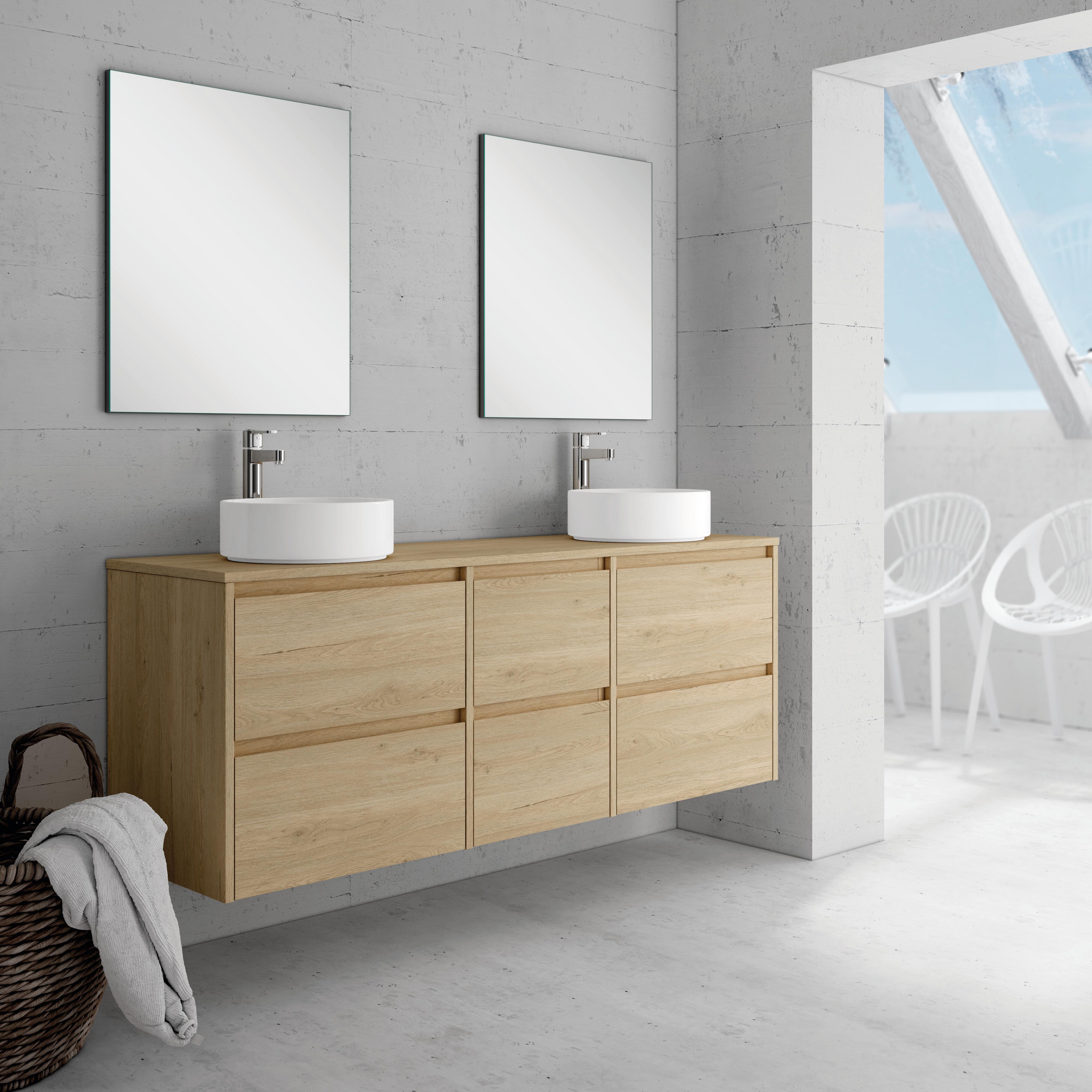 Mueble de baño con lavabo moon marrón 160x45 cm