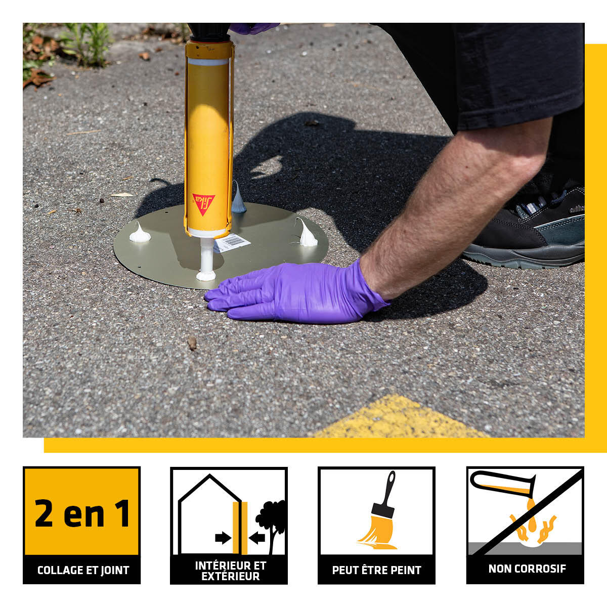 Mastic colle SIKA gris clair, 290 ml - 3