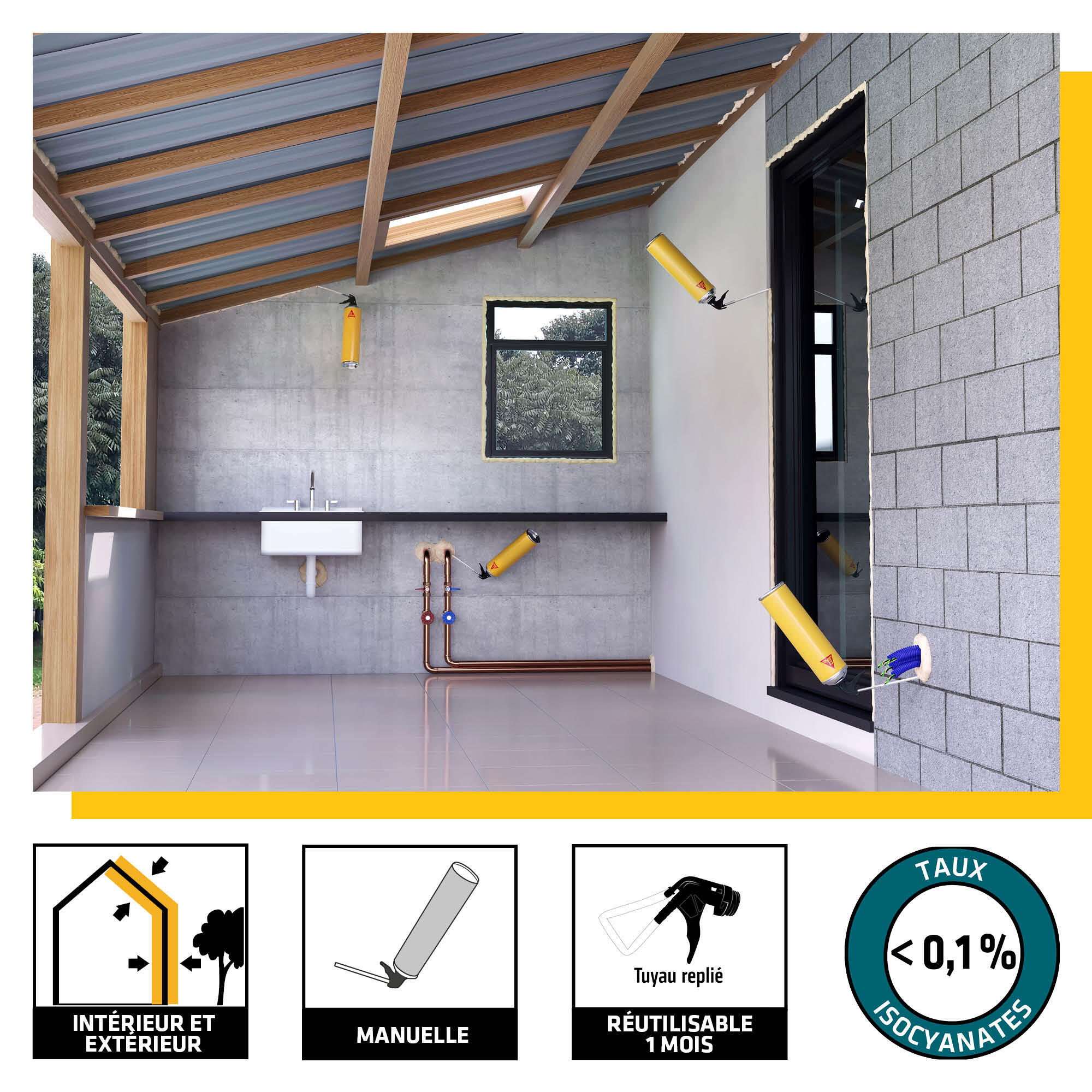 Mousse expansive multi-usages SIKA, Sika Boom 128, 750ml - 2