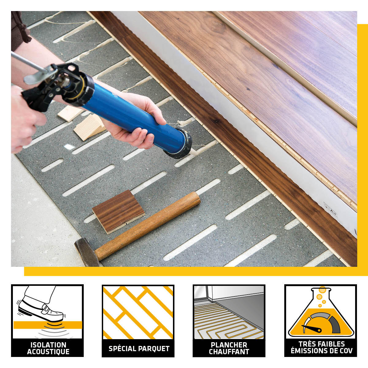 Colle de fixation pâte polyuréthane Parquet sikabond 152 SIKA, 600ml marron clai - 2