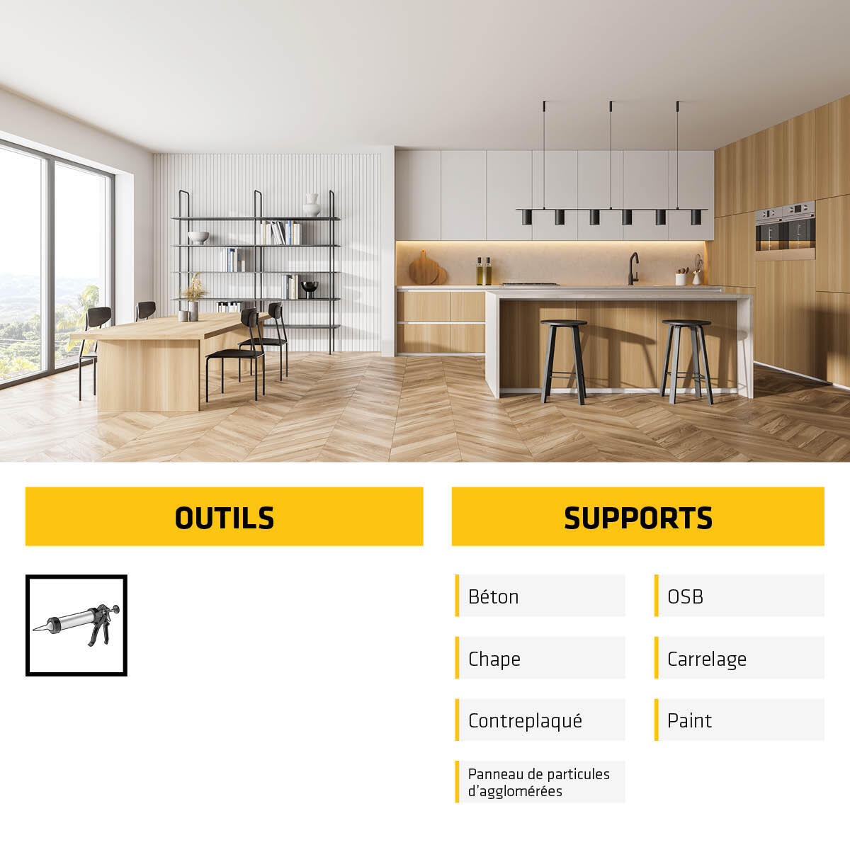 Colle de fixation pâte polyuréthane Parquet sikabond 152 SIKA, 600ml marron clai - 4