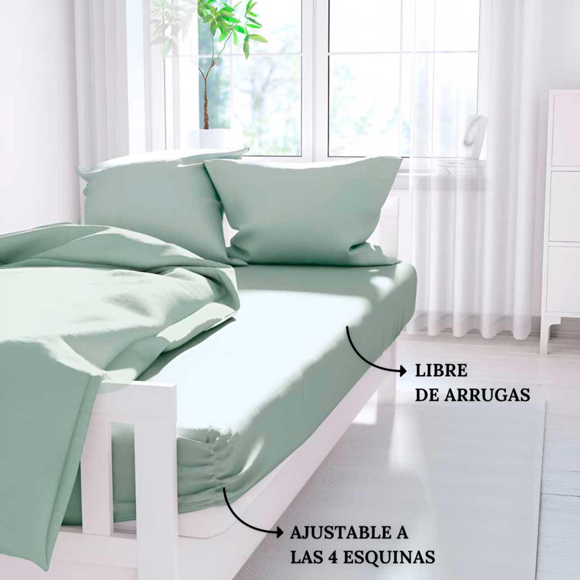 Sábana bajera VERDE para cama 135 cm - 2