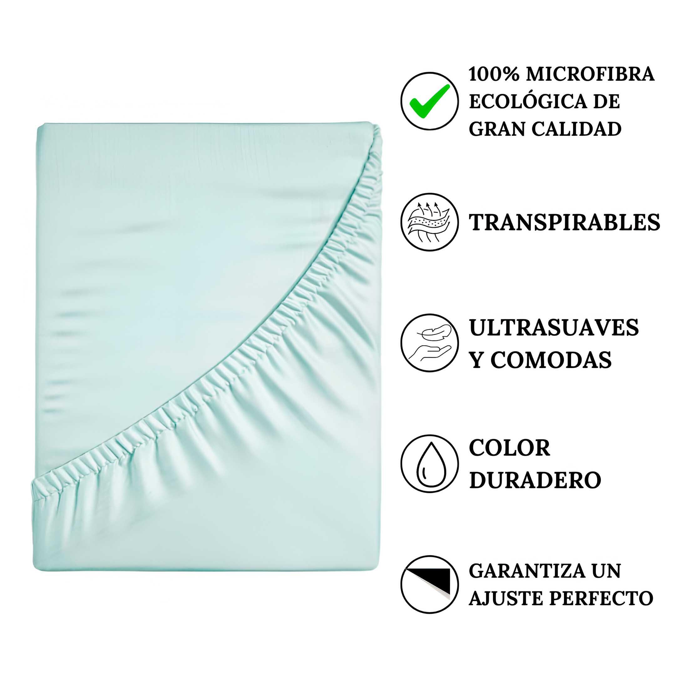 Sábana bajera VERDE para cama 90 cm - 3