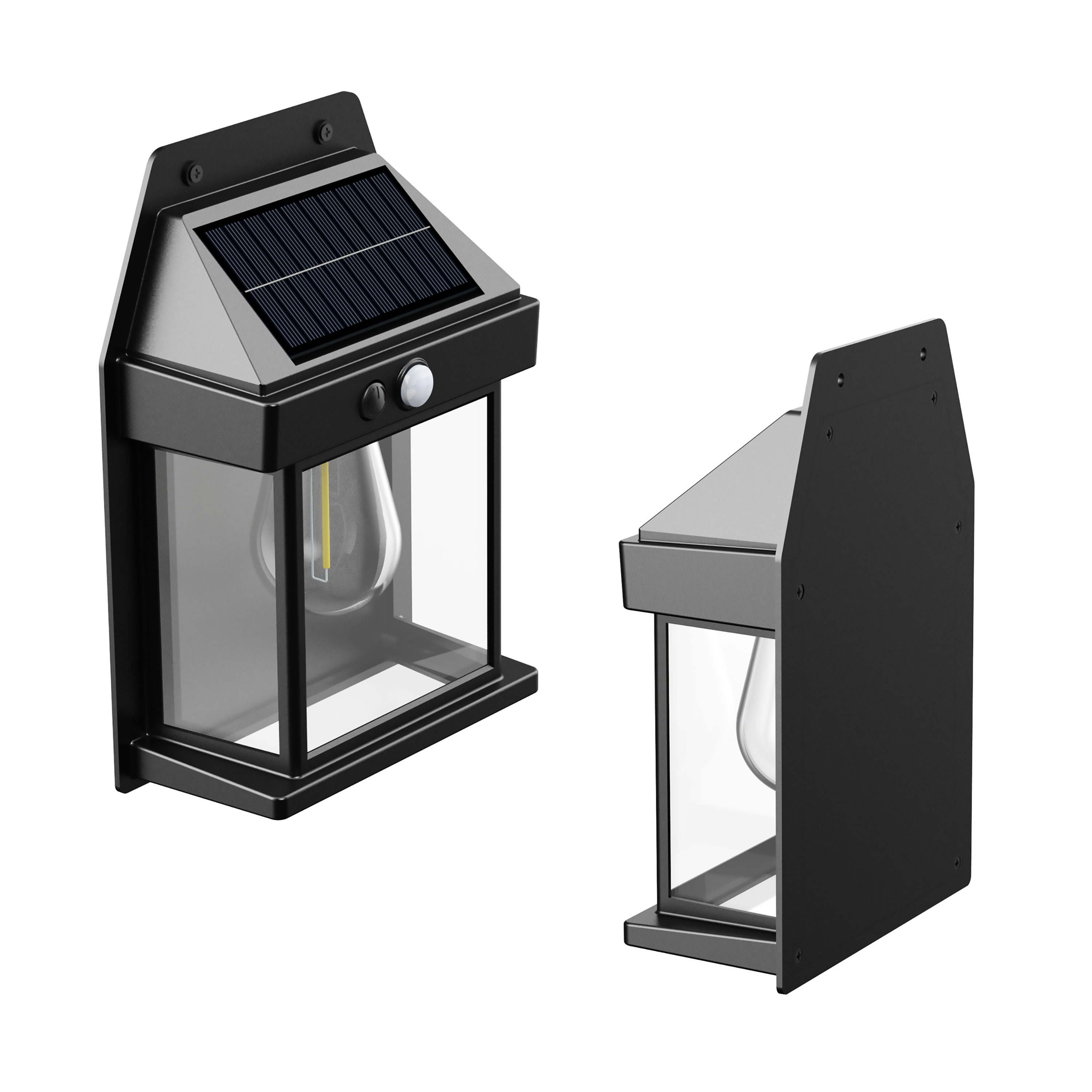 Lot de 2 appliques solaires à détection 100 lumens blanc chaud, noir - 9