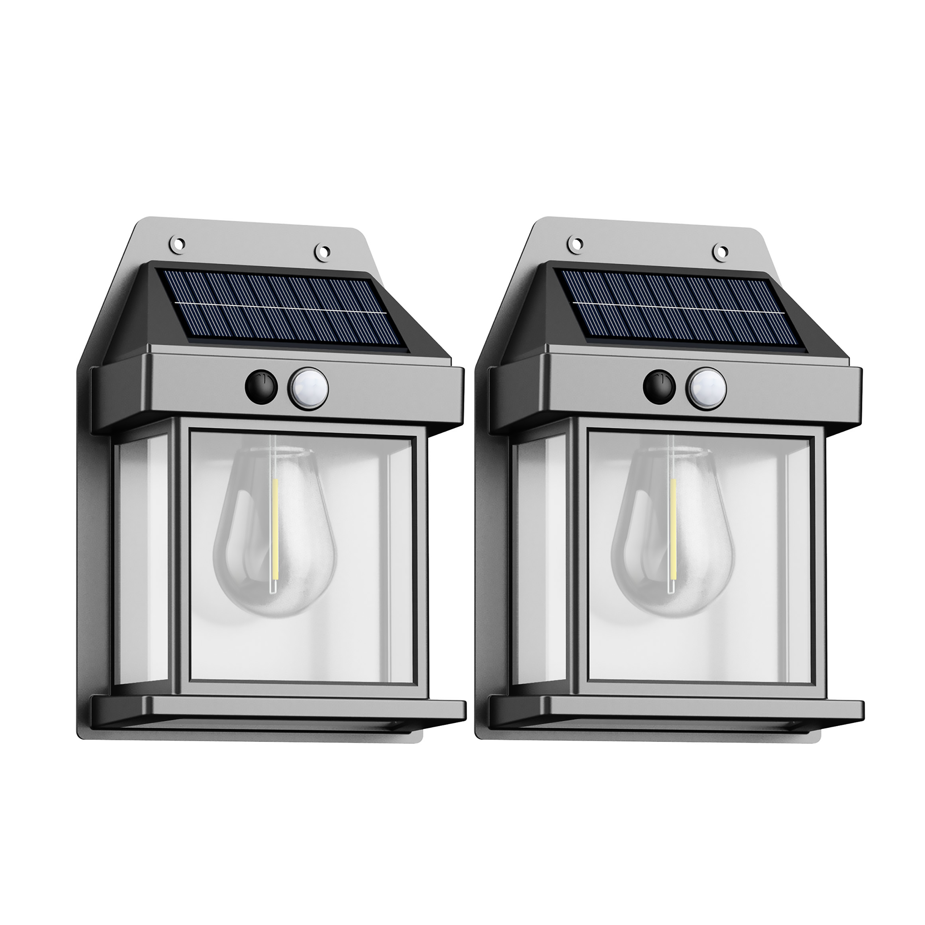 Lot de 2 appliques solaires à détection 100 lumens blanc chaud, noir - 8