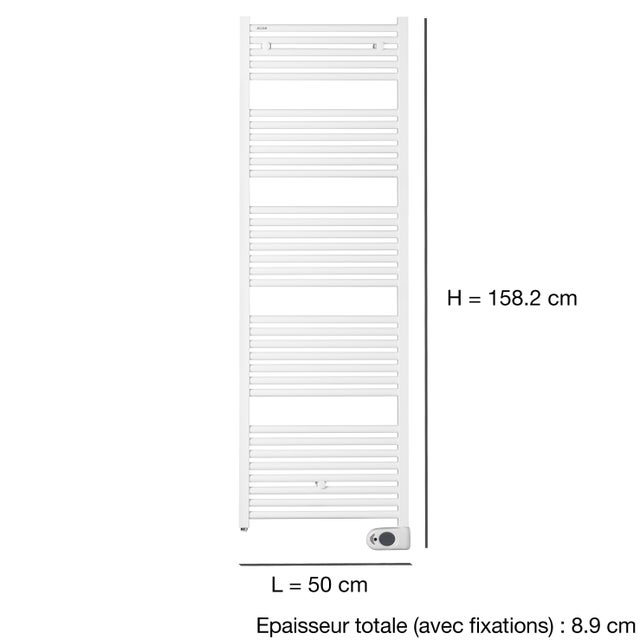 Sèche-serviettes électrique à inertie fluide ACOVA 750W, H158.2 x l50 cm Tweed