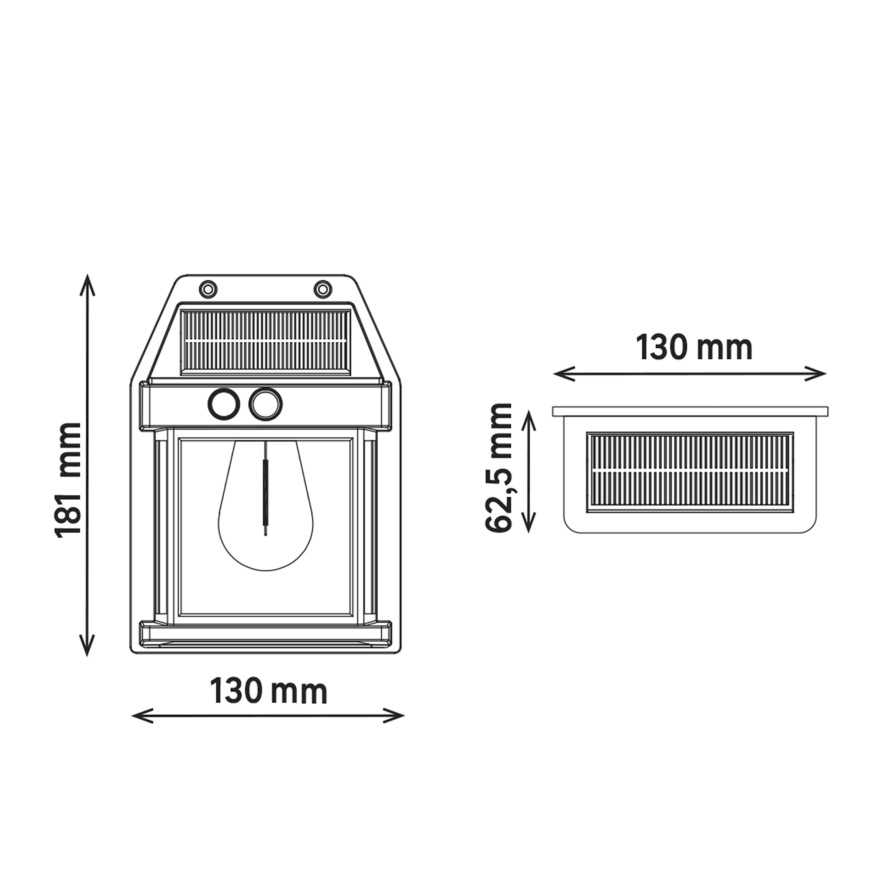 Lot de 2 appliques solaires à détection 100 lumens blanc chaud, noir - 7