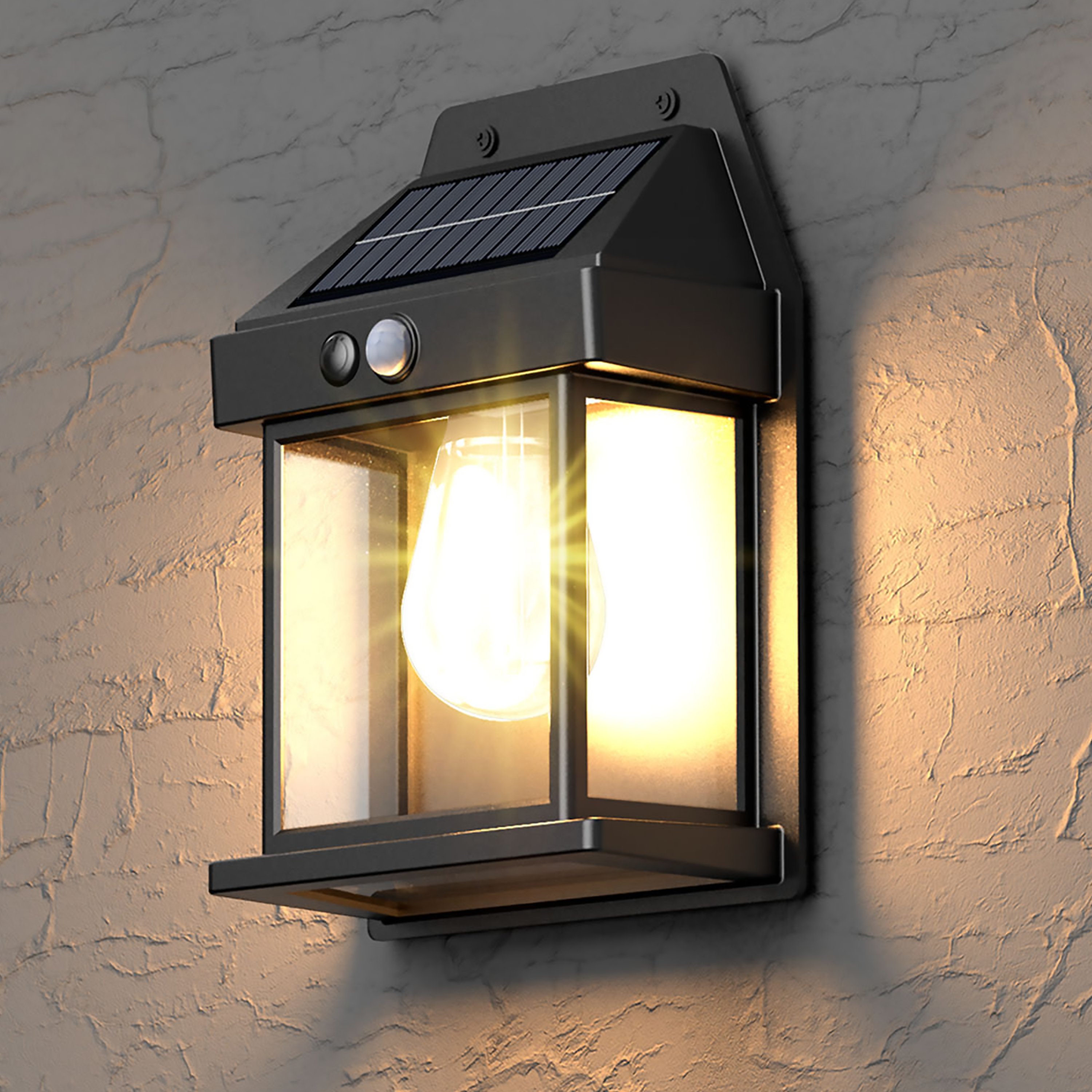 Lot de 2 appliques solaires à détection 100 lumens blanc chaud, noir - 6