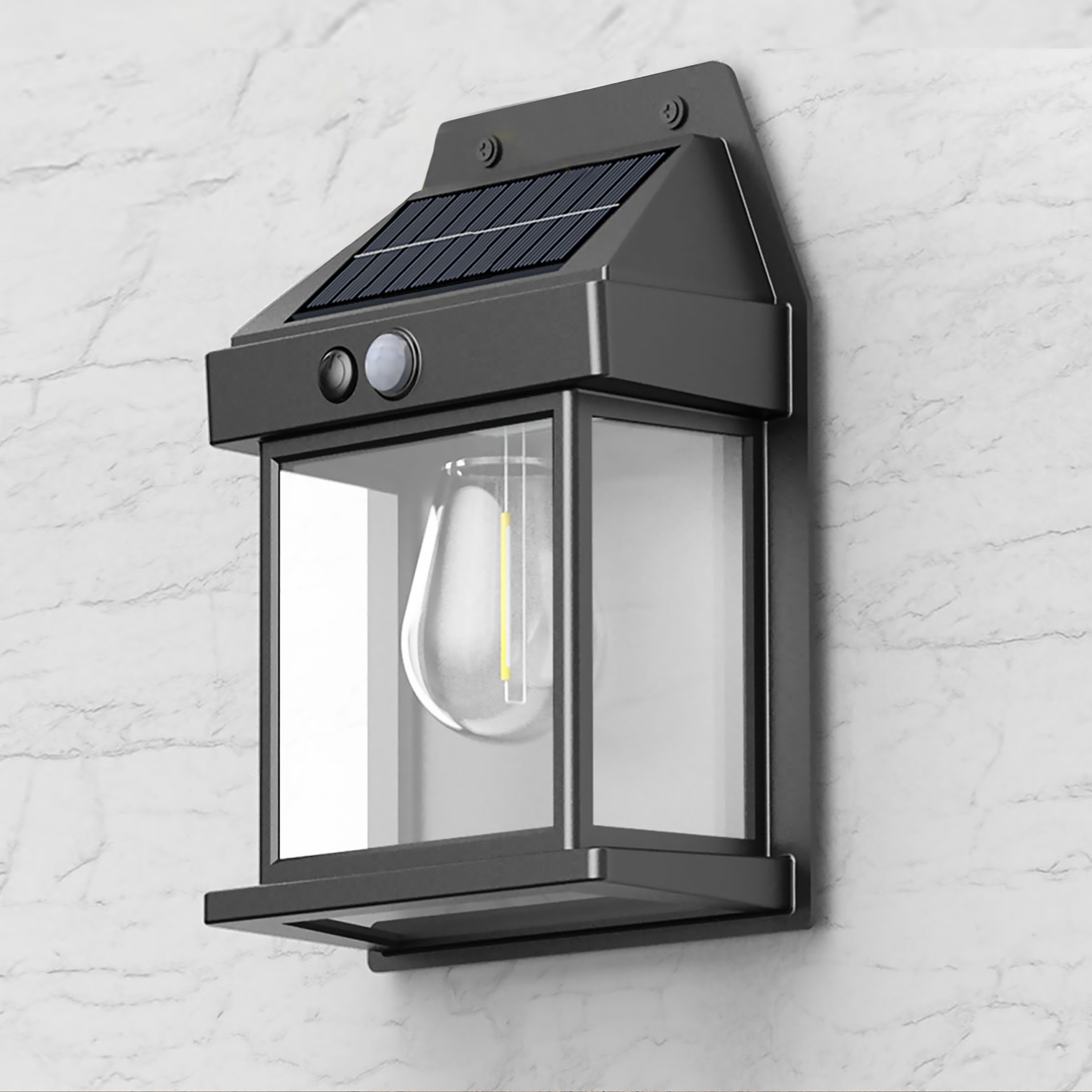 Lot de 2 appliques solaires à détection 100 lumens blanc chaud, noir - 5