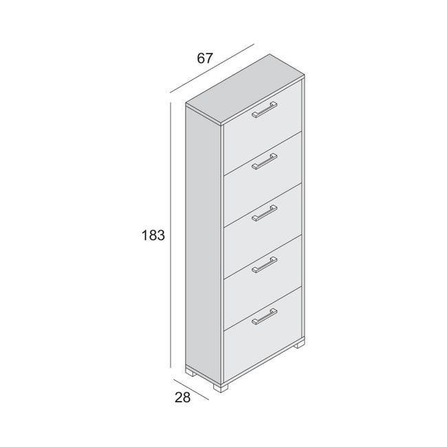 DlandHome Scarpiera A 5 Ripiani Con Anta Ribaltabile – Legno Laminato 75x20x95 Cm, Capacità 20 Paia Di Scarpe