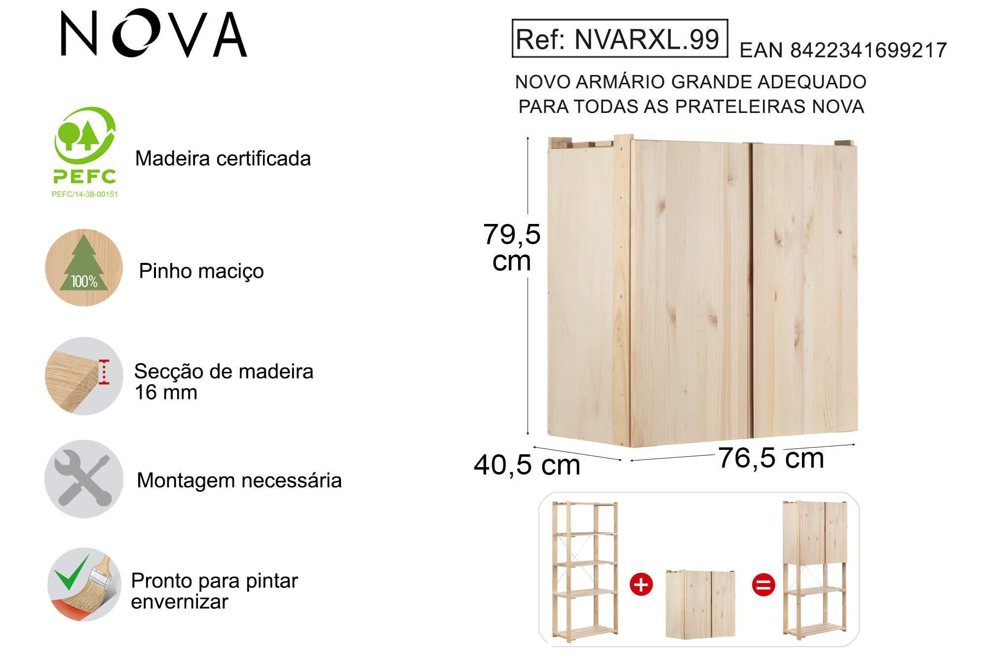Kit Portas para estante 76,5x40,5x79,5 cm - 7
