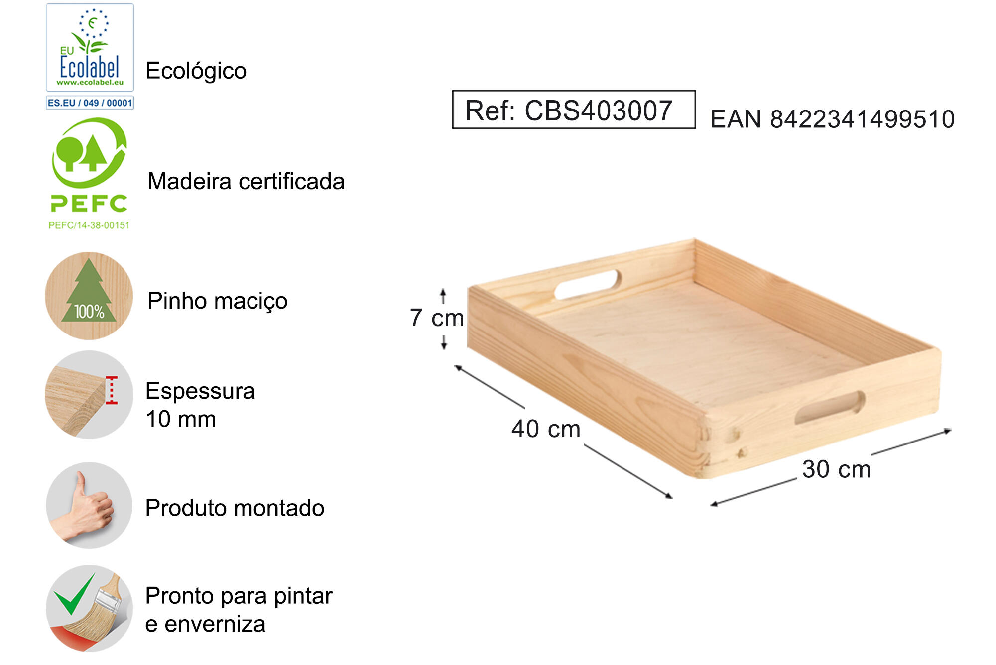 Caixa de madeira 40X30X7CM - 4