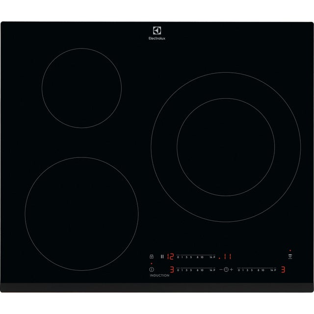 Placa de inducción ELECTROLUX LIT60342 con 3 zonas de cocción zona grande de 28cm 735 W negro 60cm