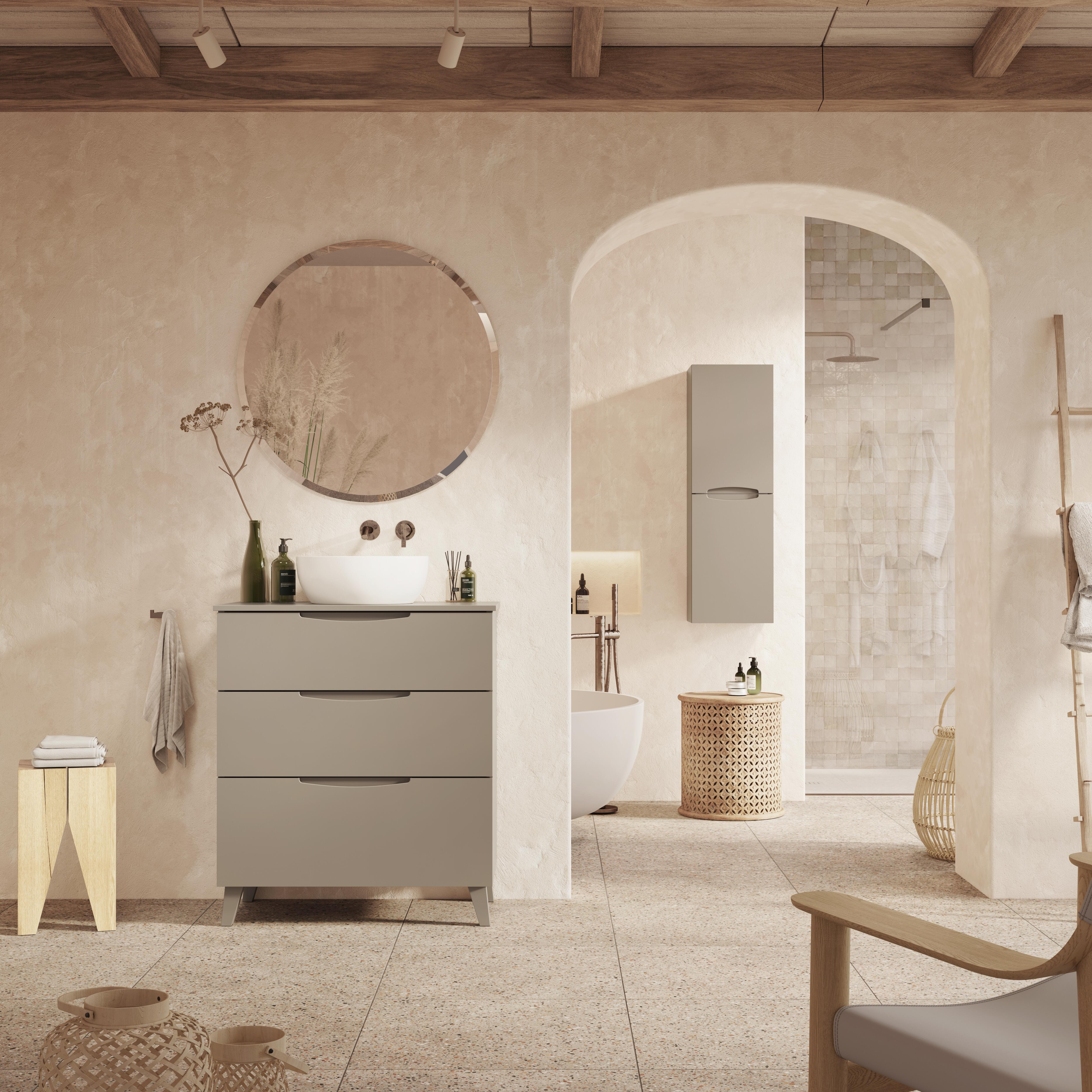 Mueble de baño new asimétrico moka 80x45 cm (lavabo no incluido)