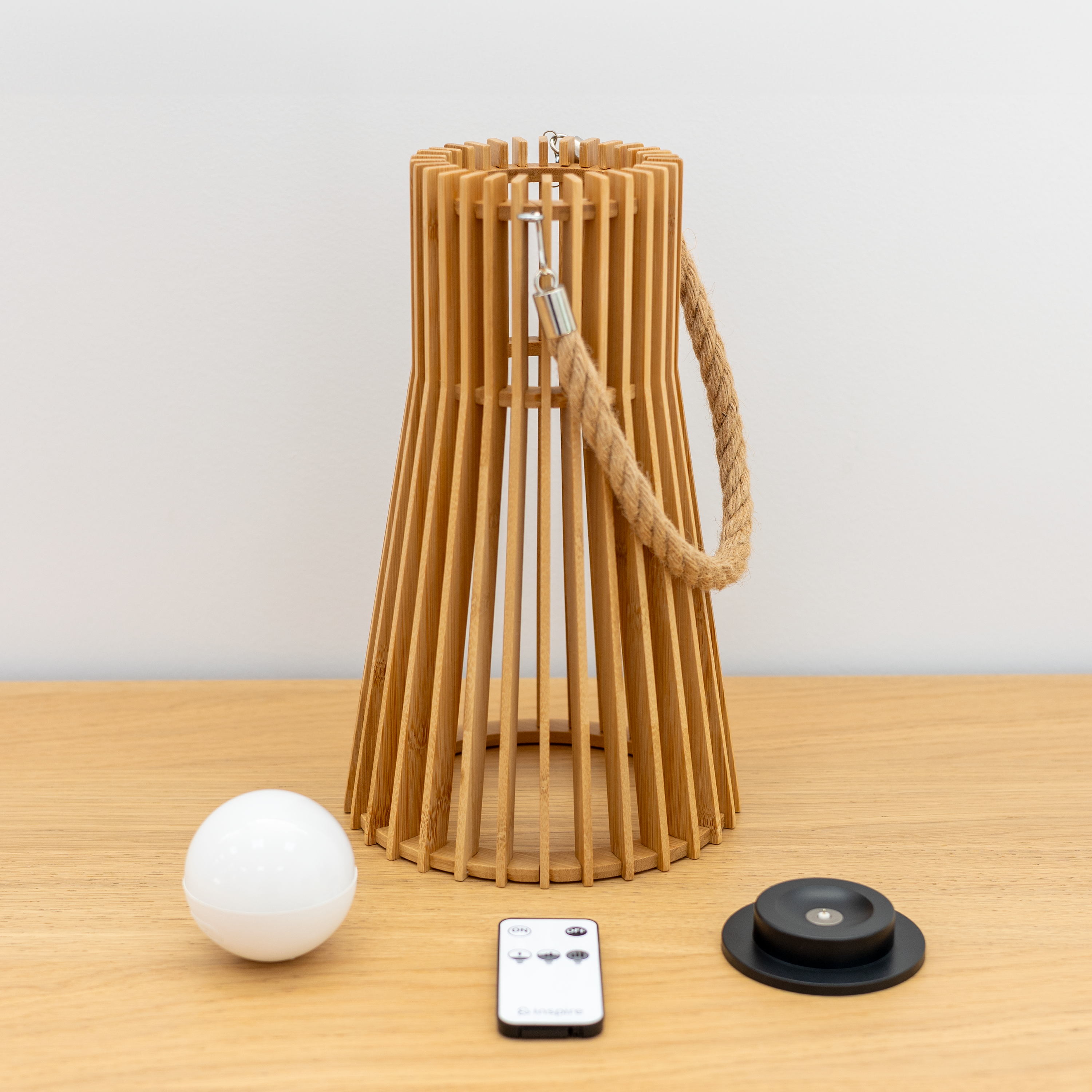 Lámpara de mesa solar sin cables de bambú exterior marrón luz LED intensidad regulable INSPIRE Okinawa 29 IP54 y 6hrs autonomía - 7