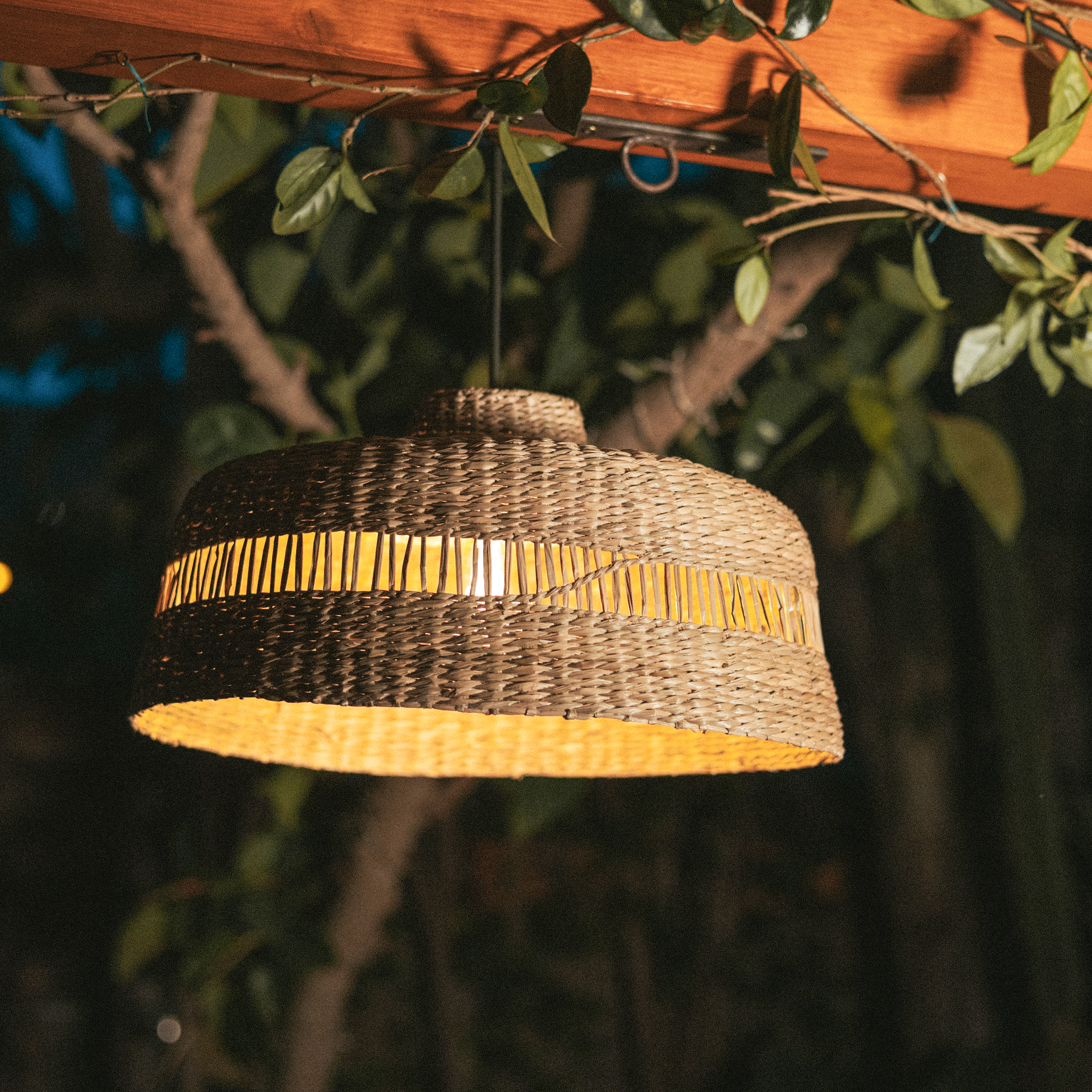 Lámpara de techo colgante de exterior de mimbre marrón 1 luz E27 INSPIRE Cambril 45 cm - 21