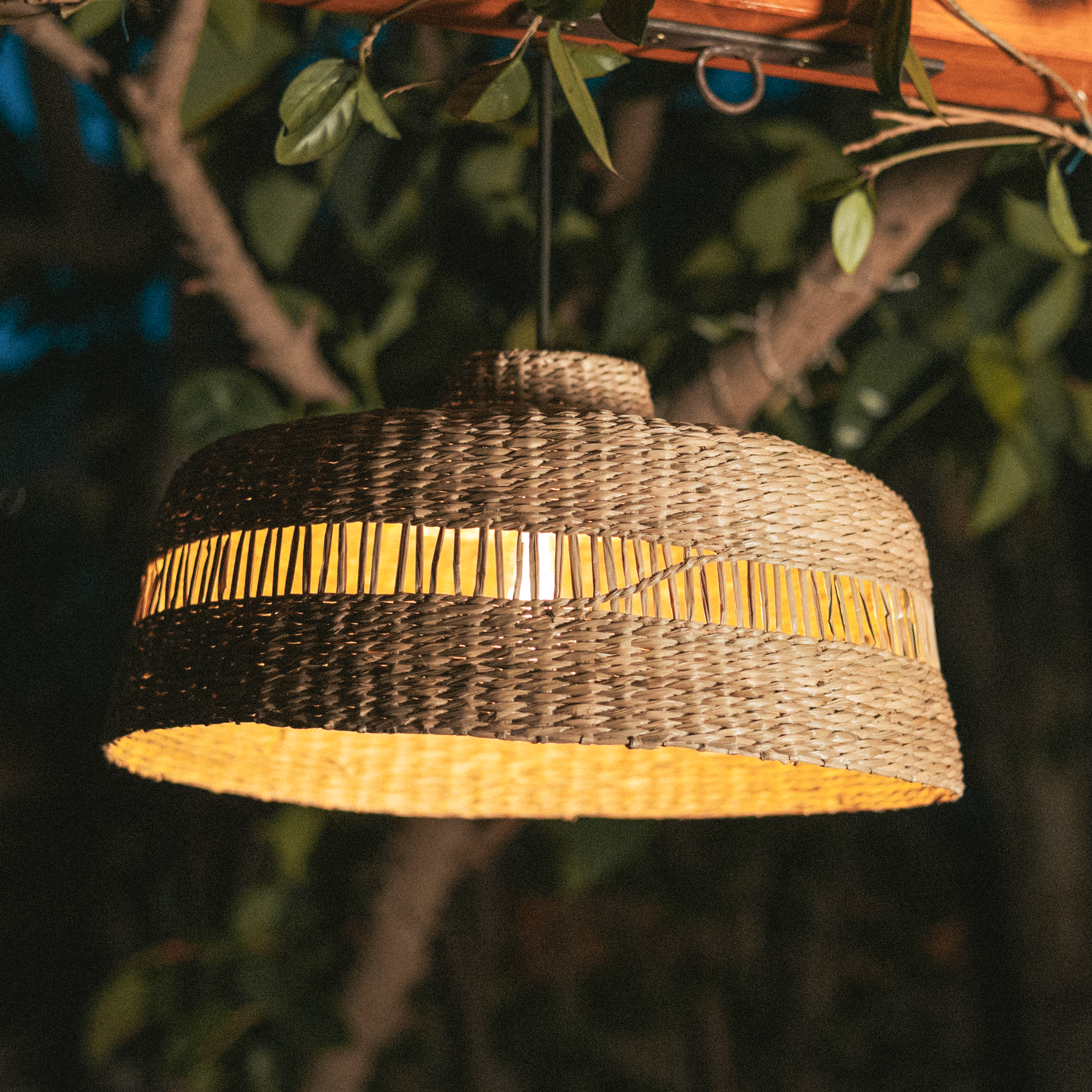 Lámpara de techo colgante de exterior de mimbre marrón 1 luz E27 INSPIRE Cambril 45 cm - 20