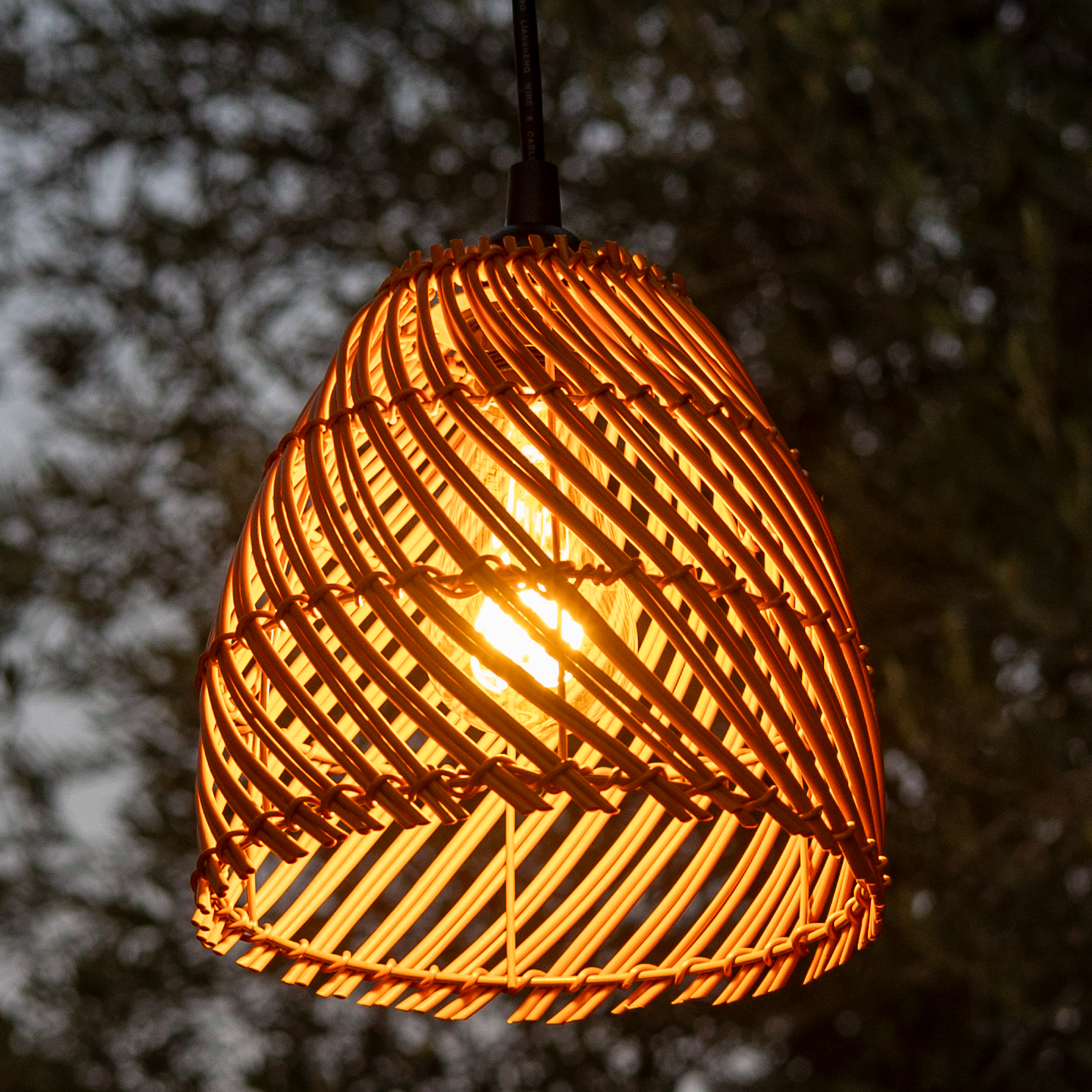 Lámpara de techo colgante de exterior de poliéster marrón 1 luz E27 INSPIRE Zahora 20 cm de diámetro y 30 cm de ancho - 11