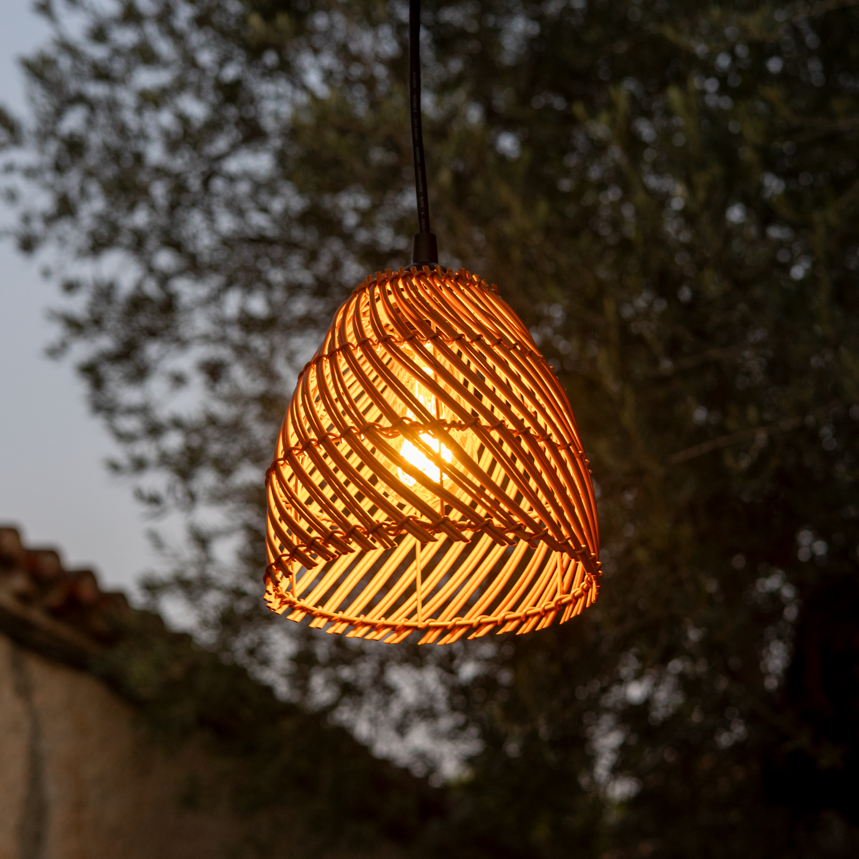 Lámpara de techo colgante de exterior de poliéster marrón 1 luz E27 INSPIRE Zahora 20 cm de diámetro y 30 cm de ancho - 12