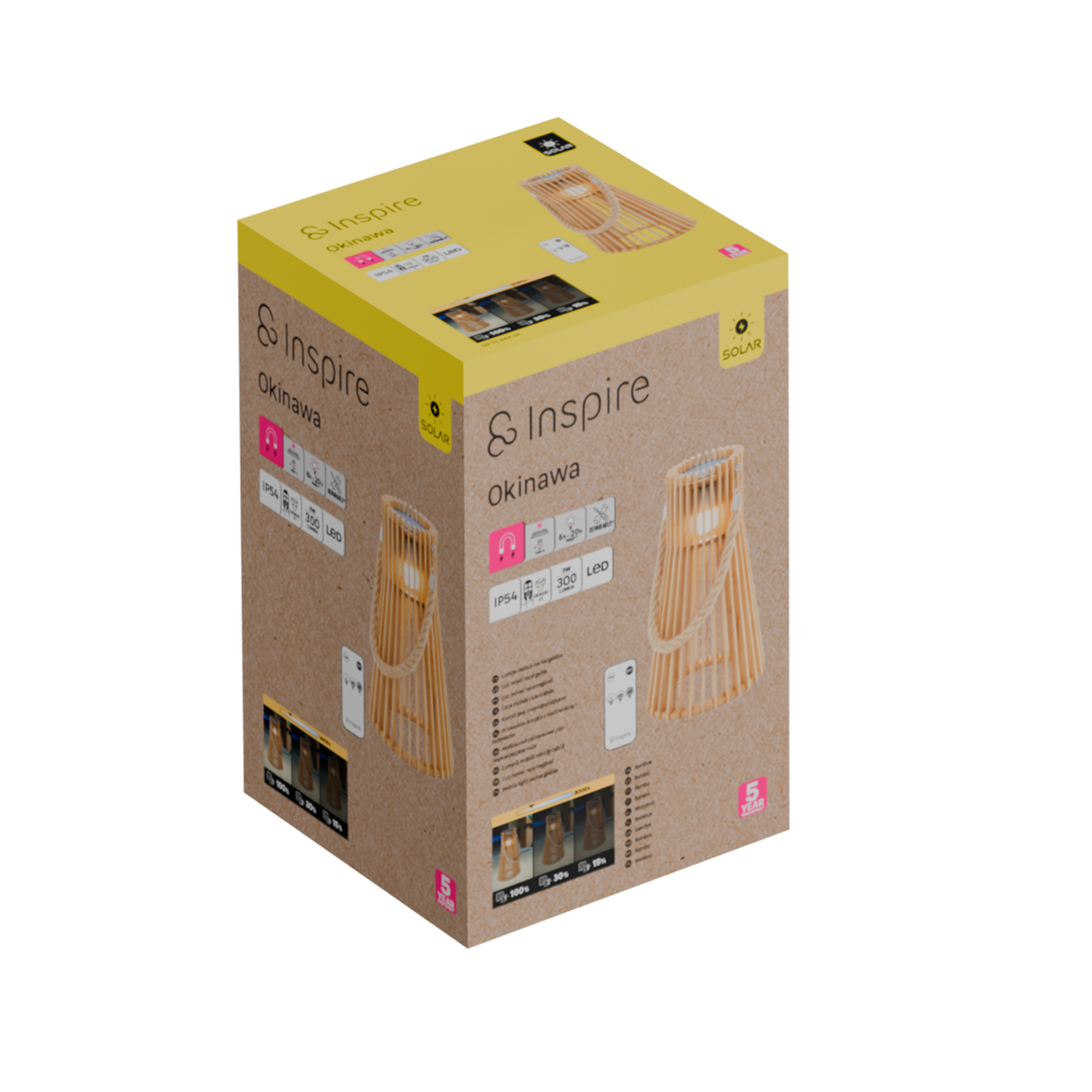 Lámpara de mesa solar sin cables de bambú exterior marrón luz LED intensidad regulable INSPIRE Okinawa 29 IP54 y 6hrs autonomía - 3