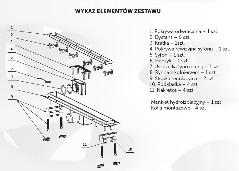 Odpływ liniowy prysznicowy L 700 LUNA - 3