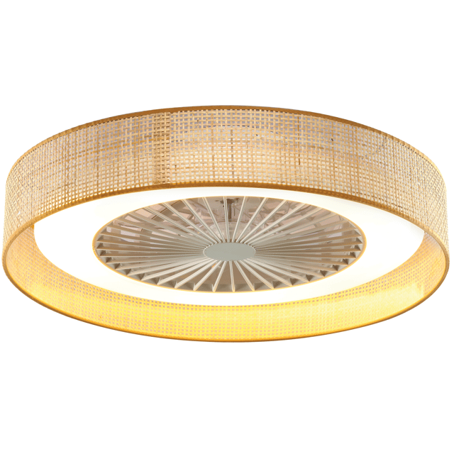 Ventilateur de plafond avec éclairage LED, Raffan, D55 cm, INSPIRE, beige nature