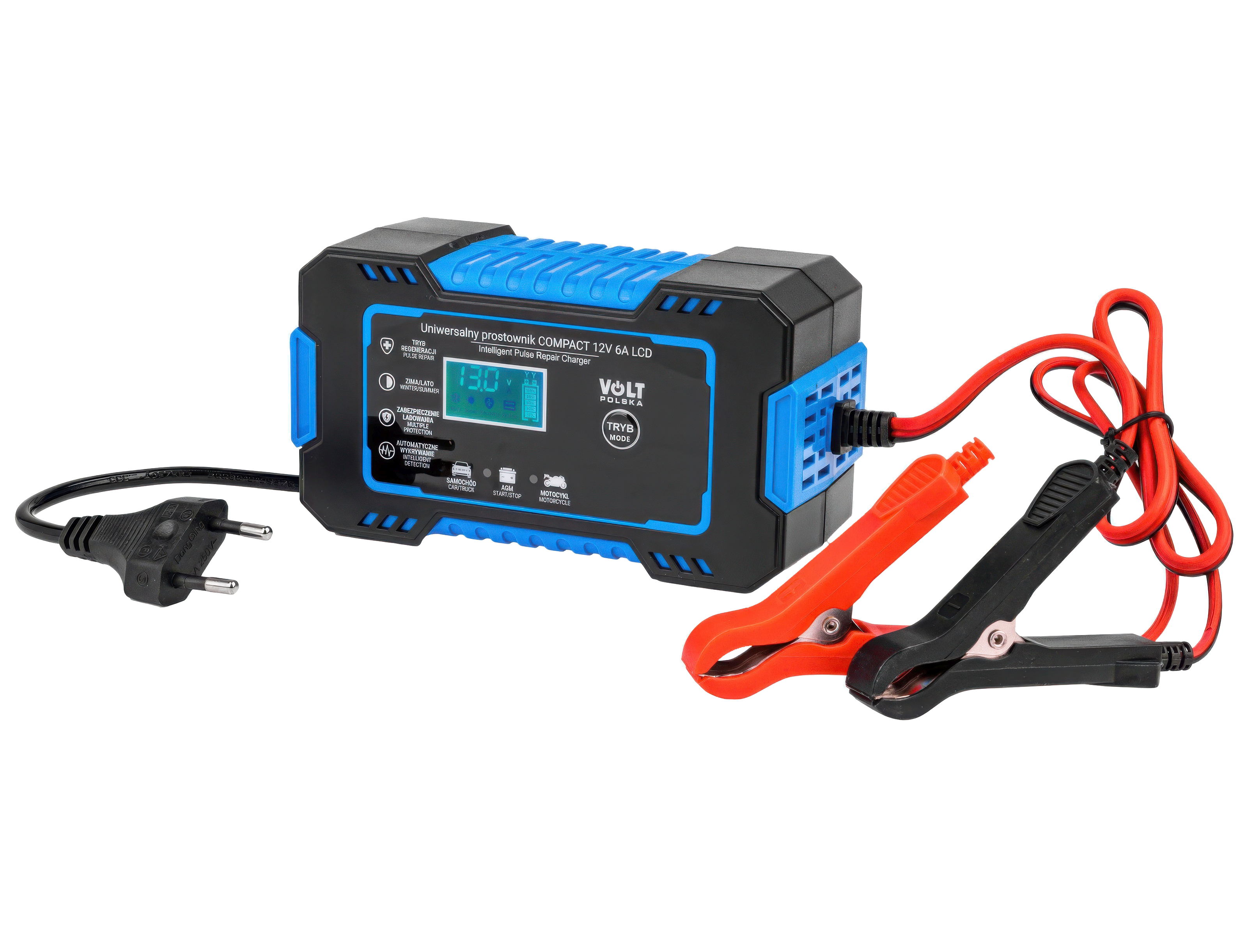 Prostownik automatyczny Compact Blue 12V 6A LCD