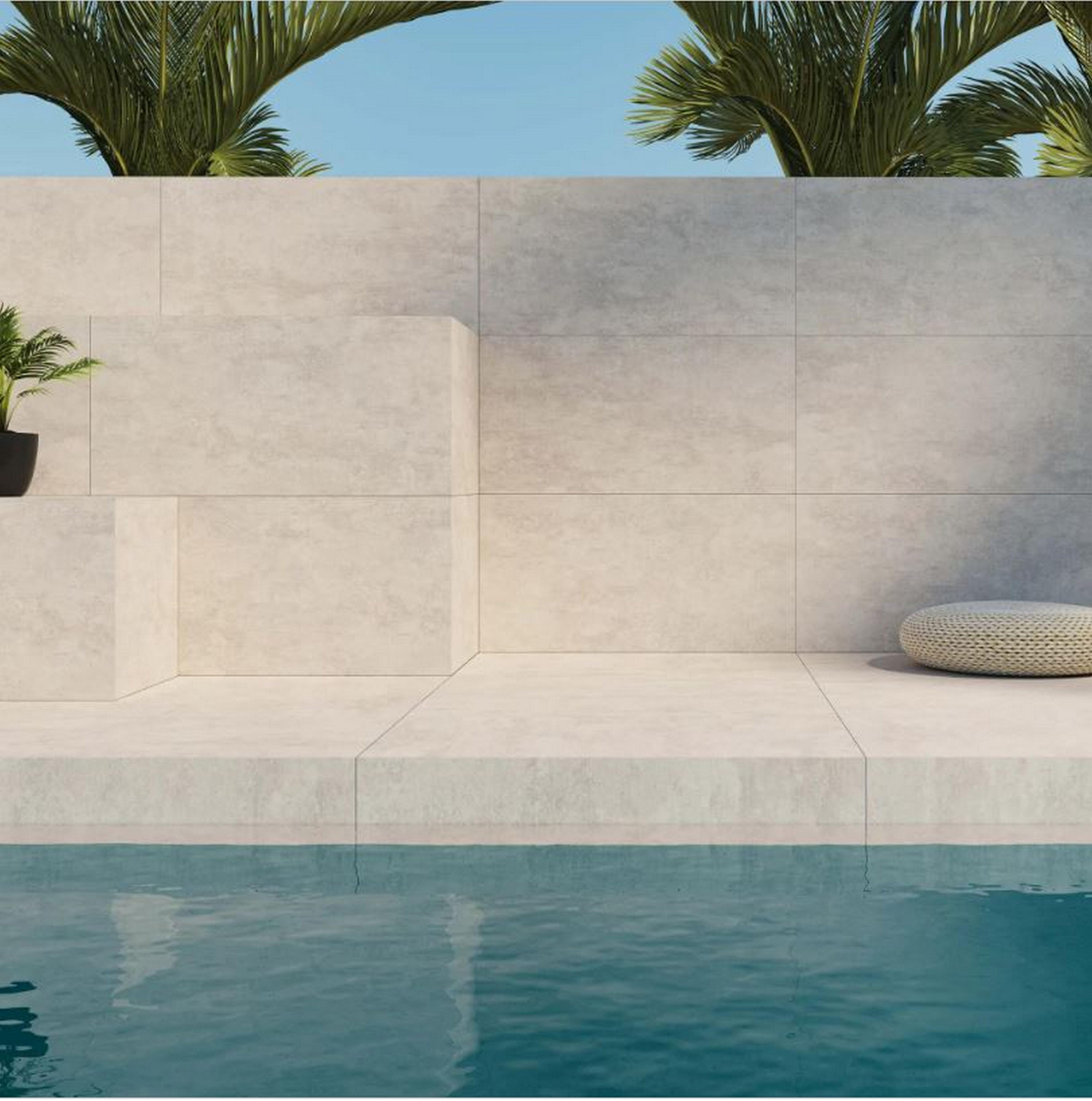 Peldaño gres porcelánico Martins efecto cemento blanco 59.5x30cm espesor 20mm ARTENS - 8