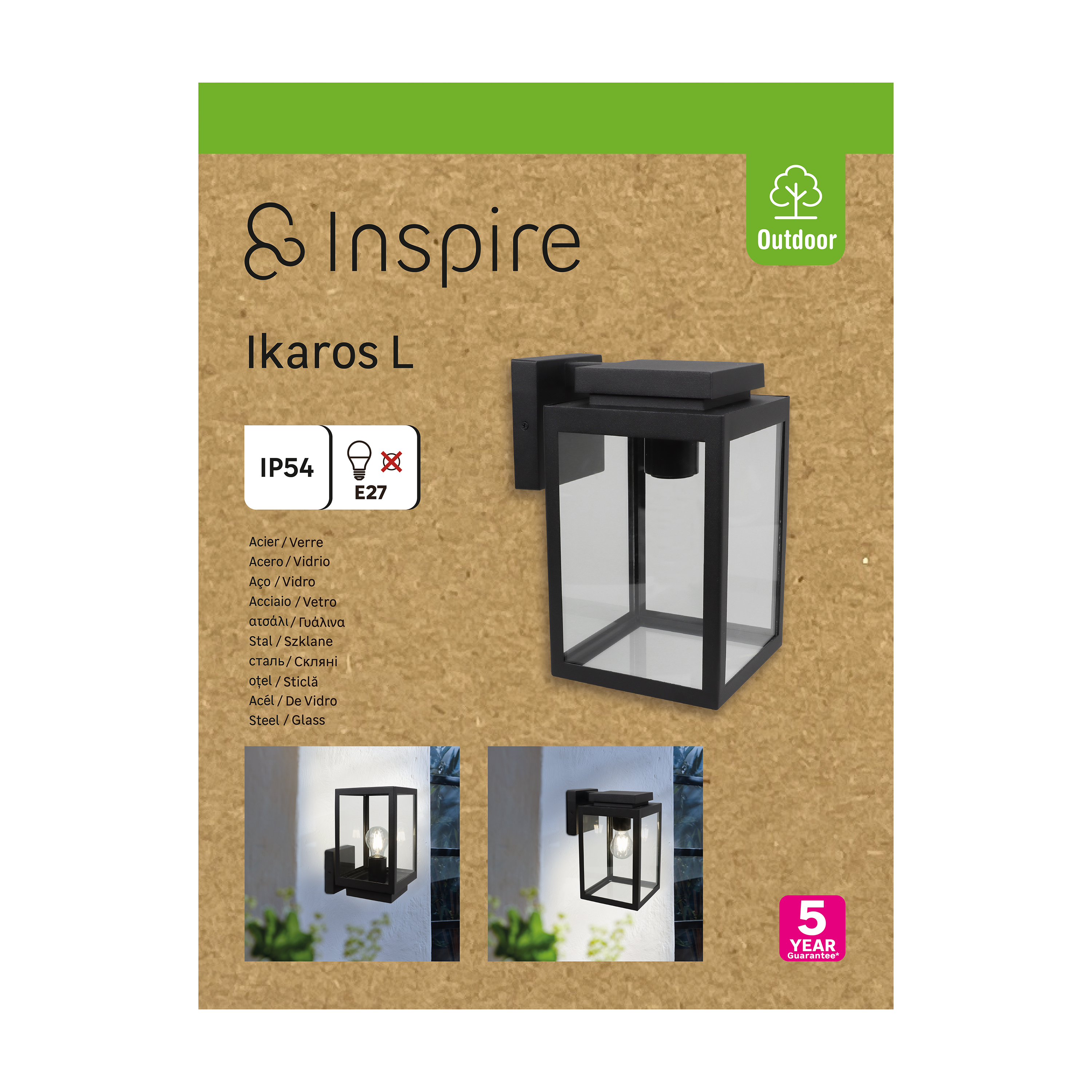 Applique extérieure, E27, Ikaros noir INSPIRE - 4