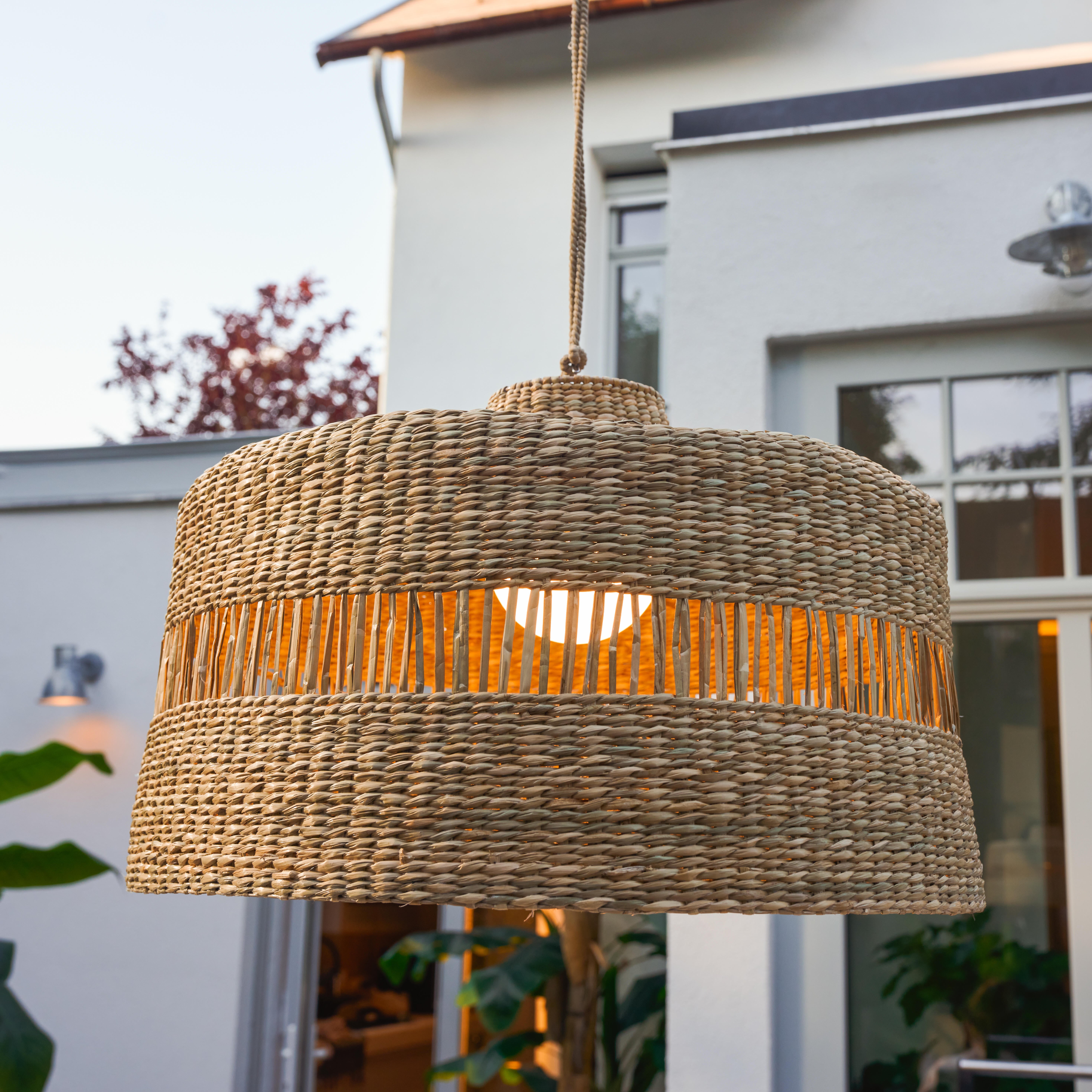 Lámpara de techo colgante de exterior de mimbre marrón 1 luz E27 INSPIRE Cambril 45 cm - 18