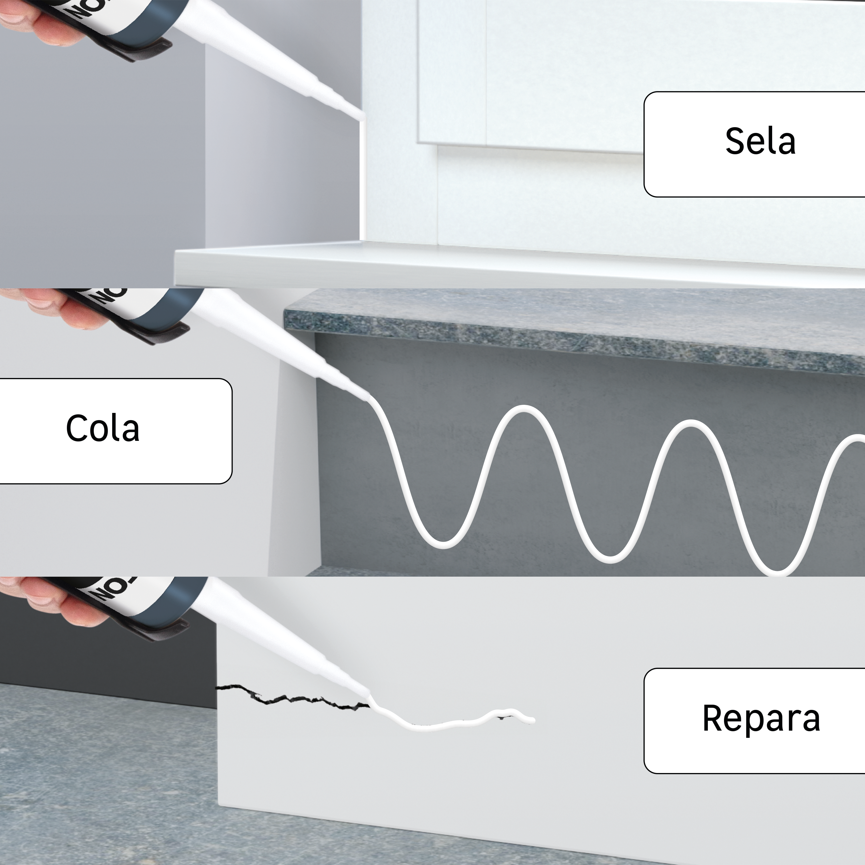 Cola e veda multiusos interior exterior 280 ml branco Axton - 6